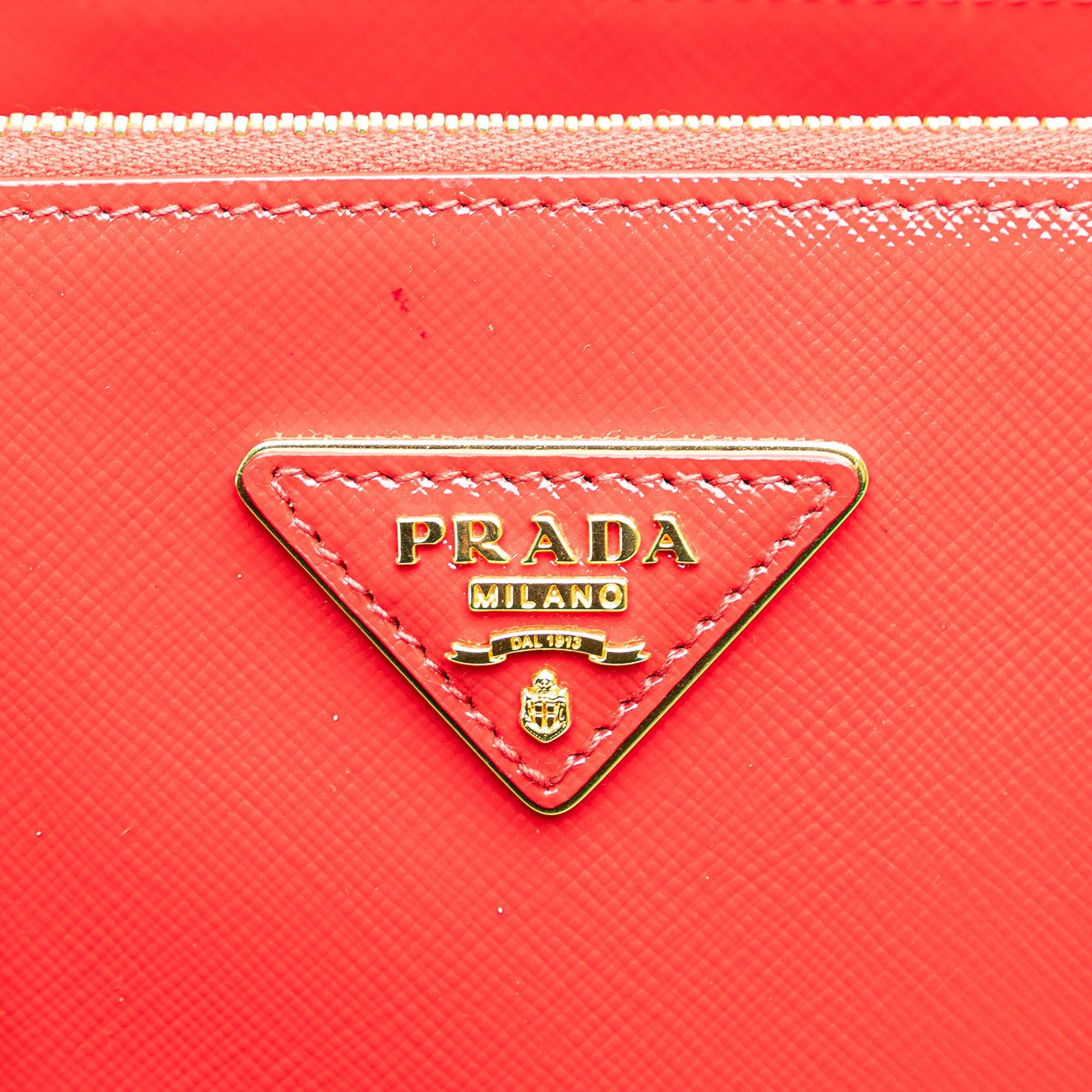 Prada Prada Small Saffiano Vernice Galleria Double Zip Satchel Red Size ONE SIZE - 5 Thumbnail