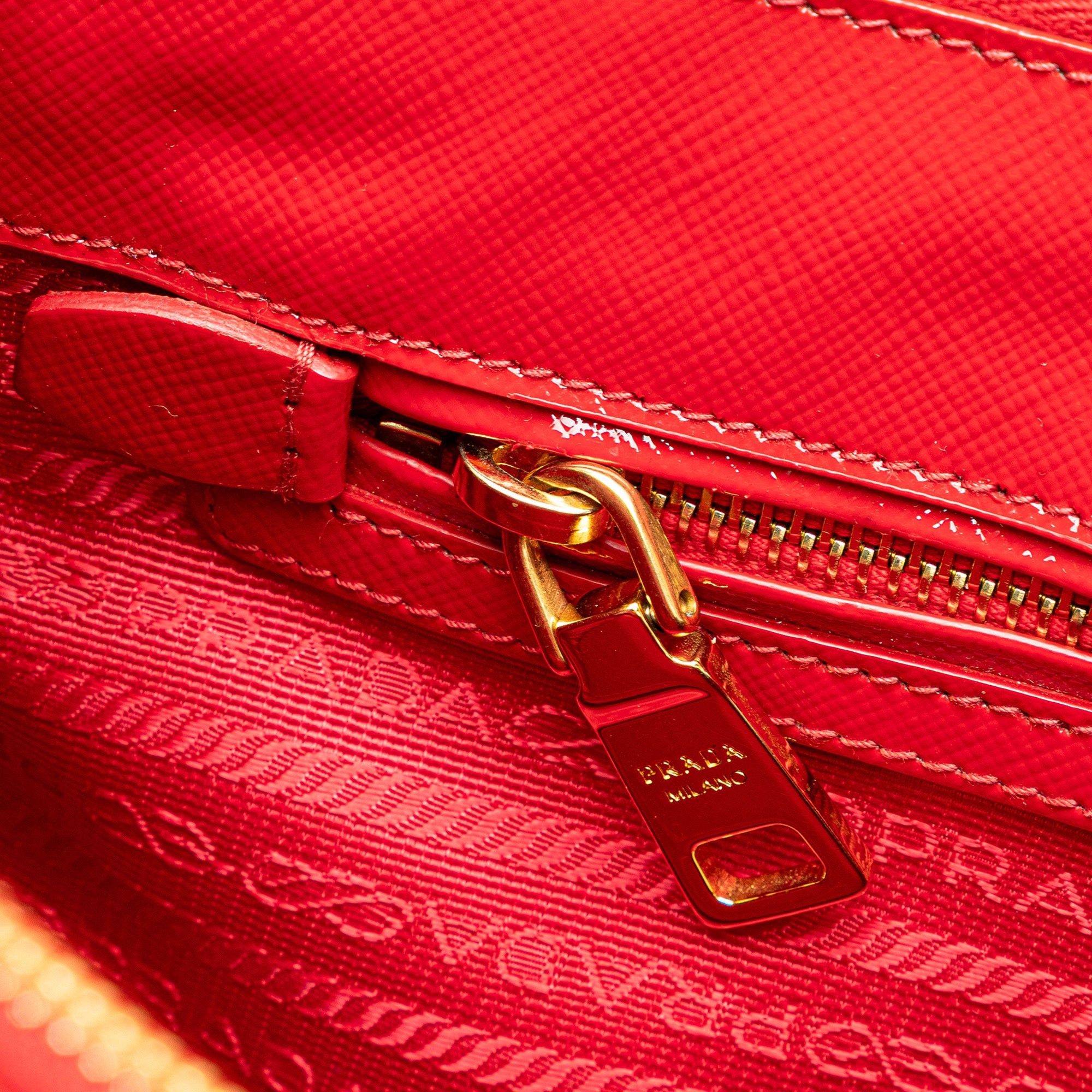 Prada Prada Small Saffiano Vernice Galleria Double Zip Satchel Red Size ONE SIZE - 8 Thumbnail