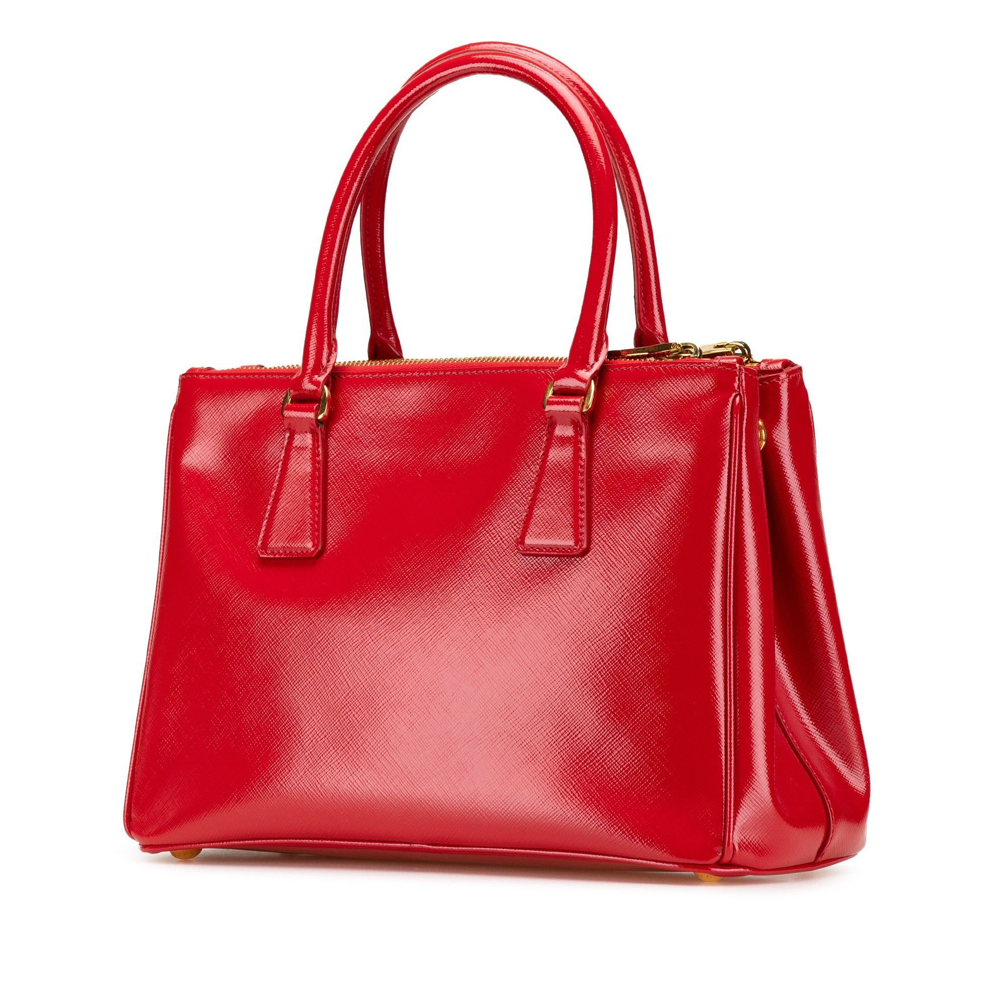 Prada Prada Small Saffiano Vernice Galleria Double Zip Satchel Red Size ONE SIZE - 2 Thumbnail
