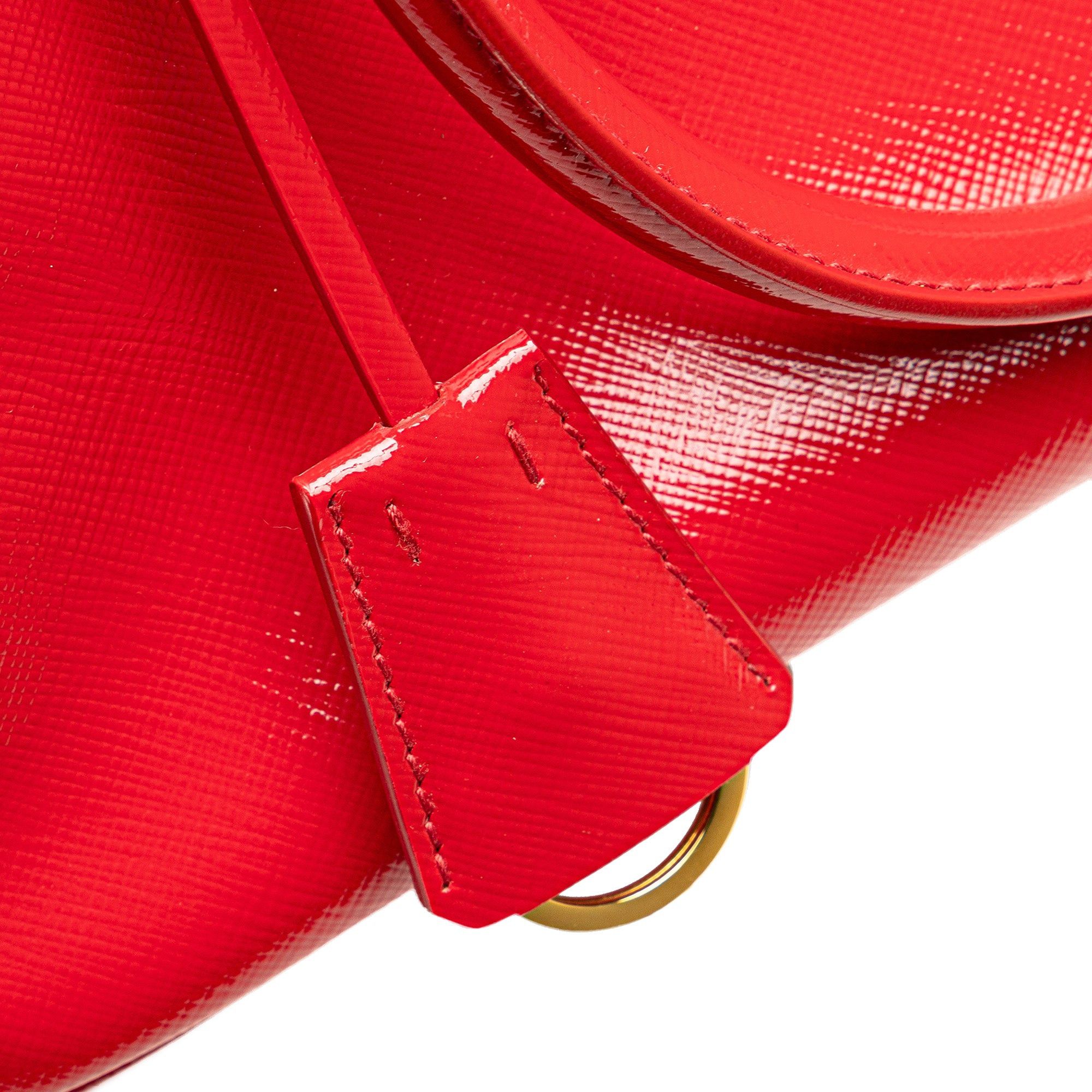 Prada Prada Small Saffiano Vernice Galleria Double Zip Satchel Red Size ONE SIZE - 9 Thumbnail