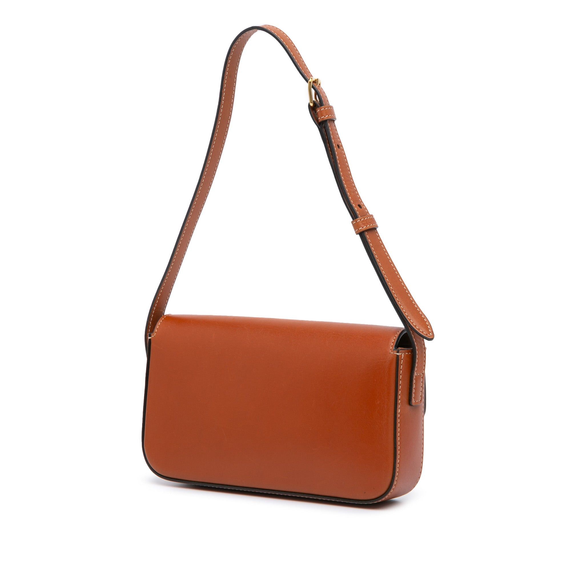 Celine Celine Leather Triomphe Claude Shoulder Bag Brown Size ONE SIZE - 2 Thumbnail