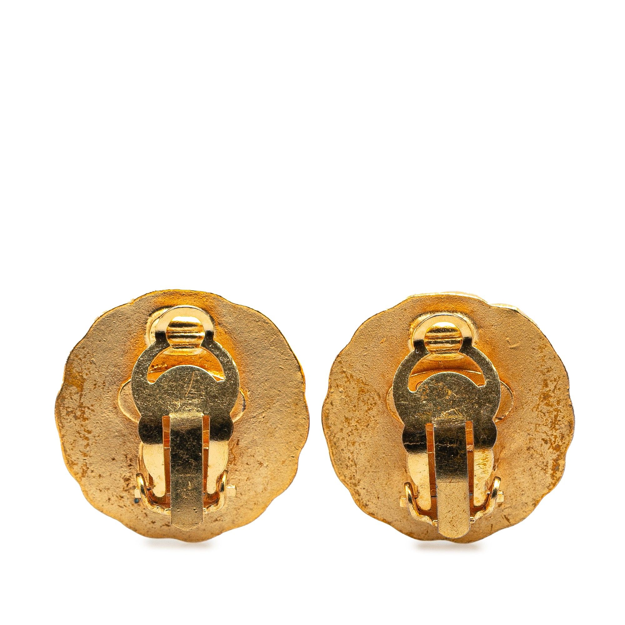 Chanel Chanel Gold Plated CC Round Clip on Earrings Gold Size ONE SIZE - 2 Thumbnail