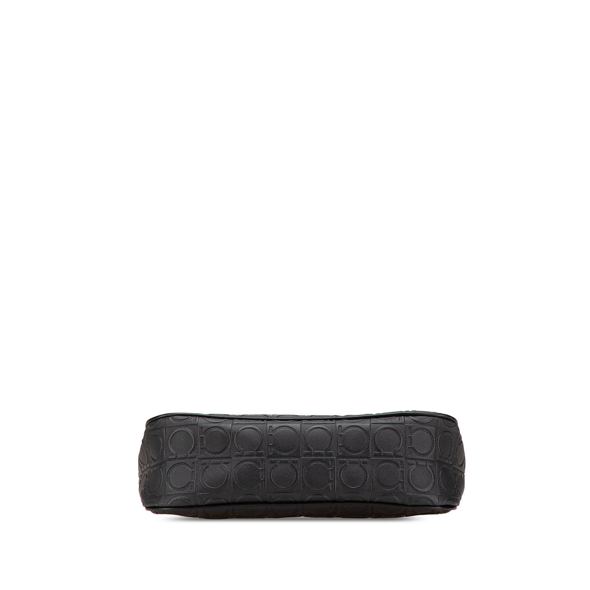 Salvatore Ferragamo Ferragamo Gancini Embossed Leather Shoulder Bag Black Size ONE SIZE - 3 Thumbnail