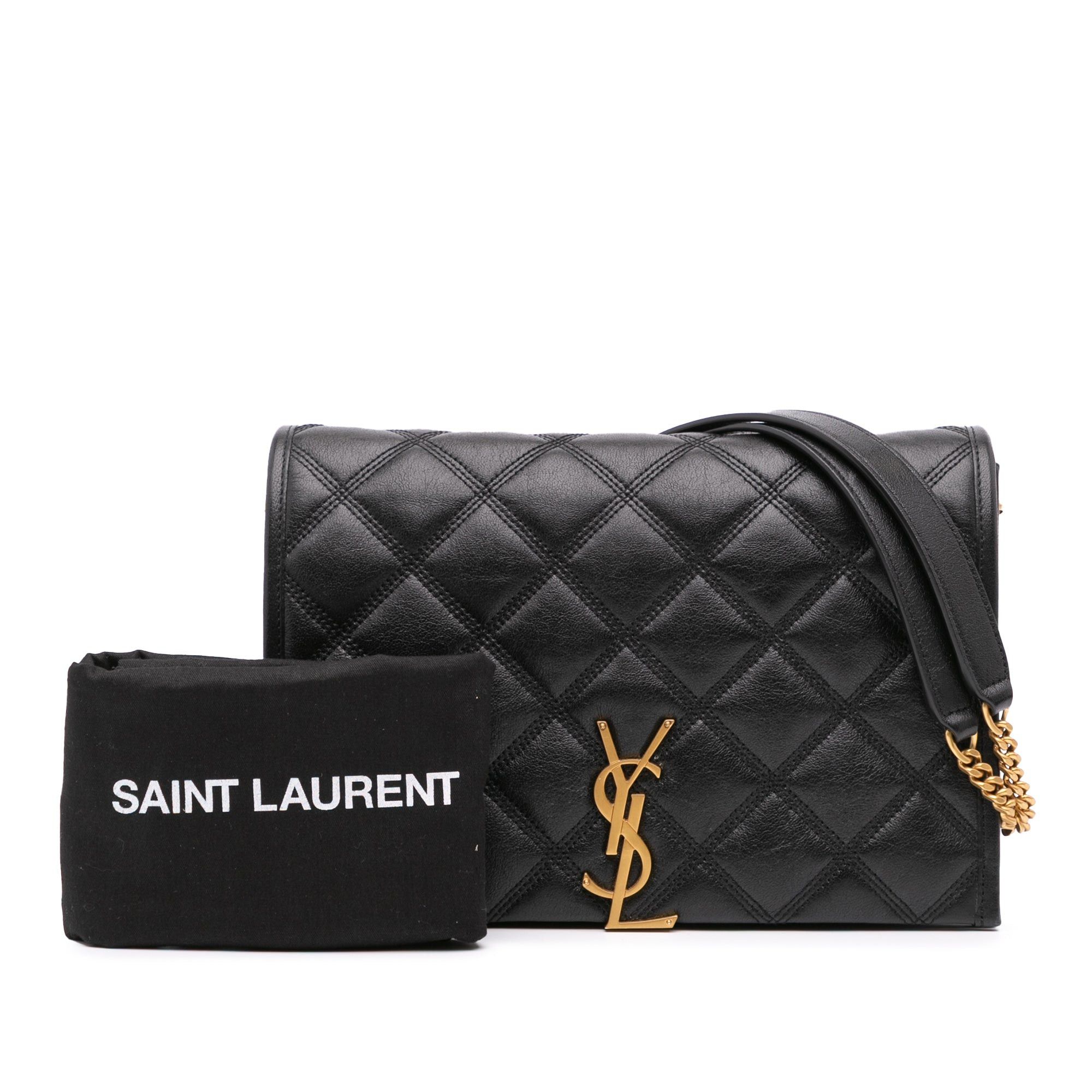 Saint Laurent Paris Saint Laurent Mini Quilted Lambskin Becky Chain Bag Black Size ONE SIZE - 14 Thumbnail