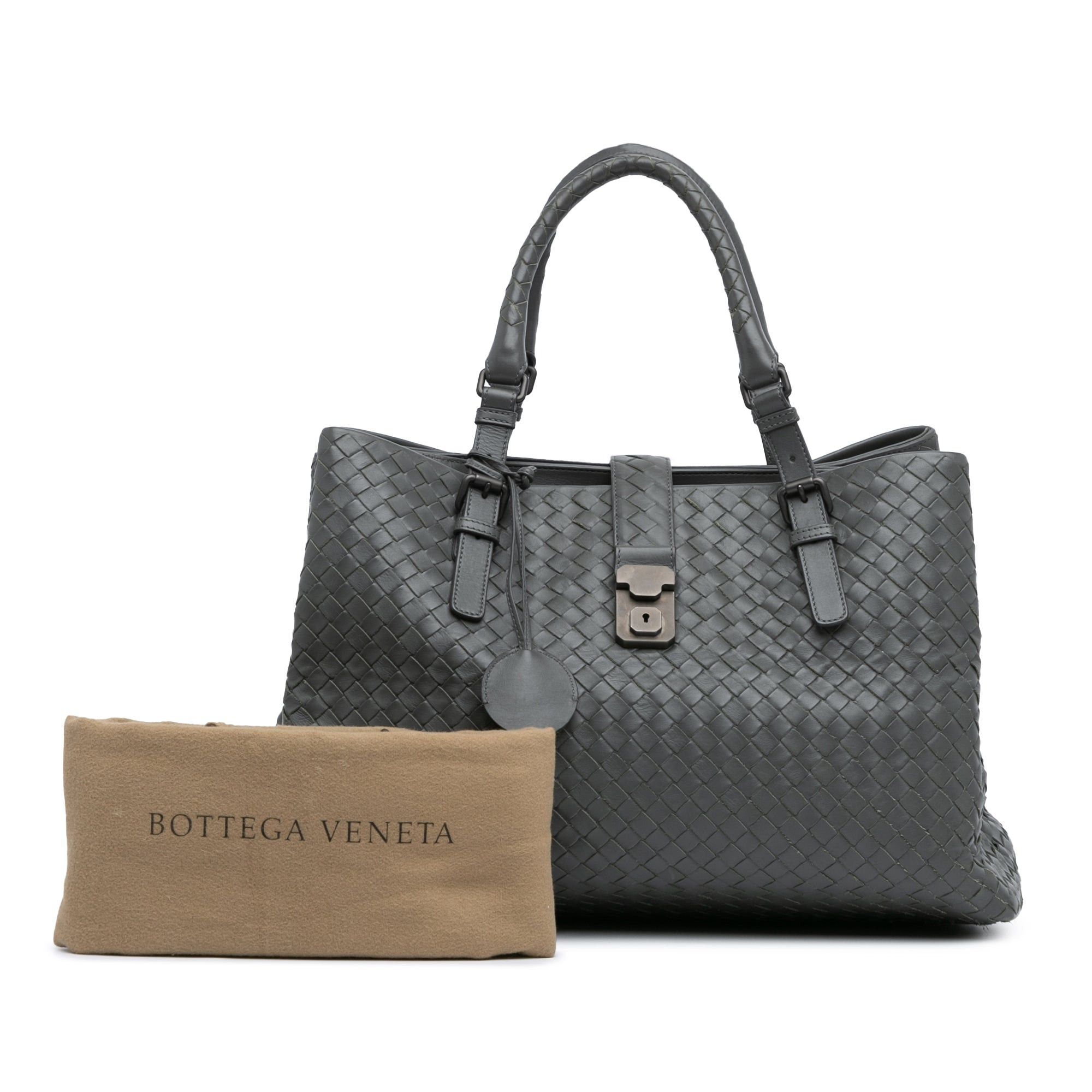 Bottega Veneta Bottega Veneta Large Nappa Intrecciato Roma Tote Gray Size ONE SIZE - 10 Thumbnail