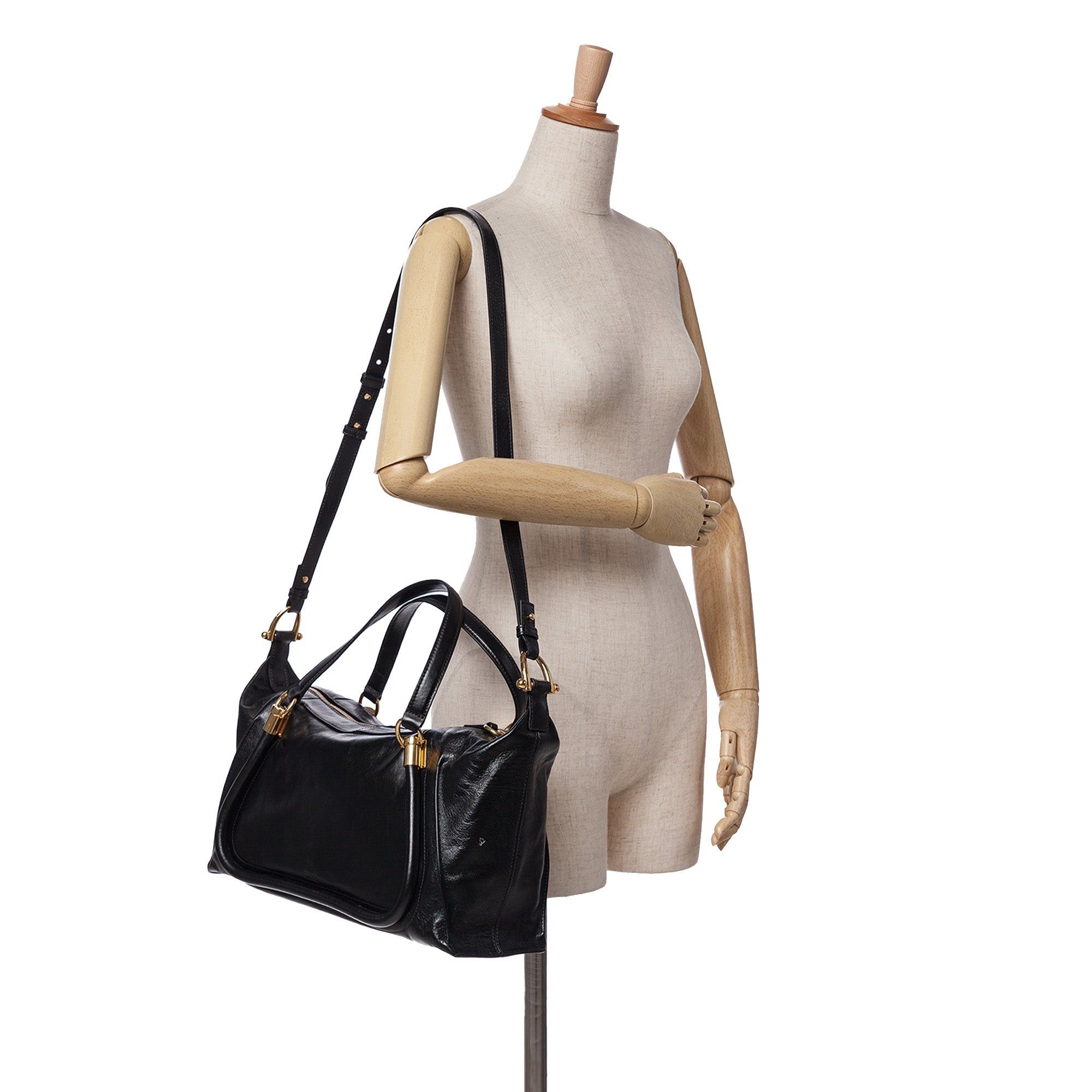 Chloe Chloé Shiny Calfskin Paraty 24 Satchel Black Size ONE SIZE - 10 Thumbnail