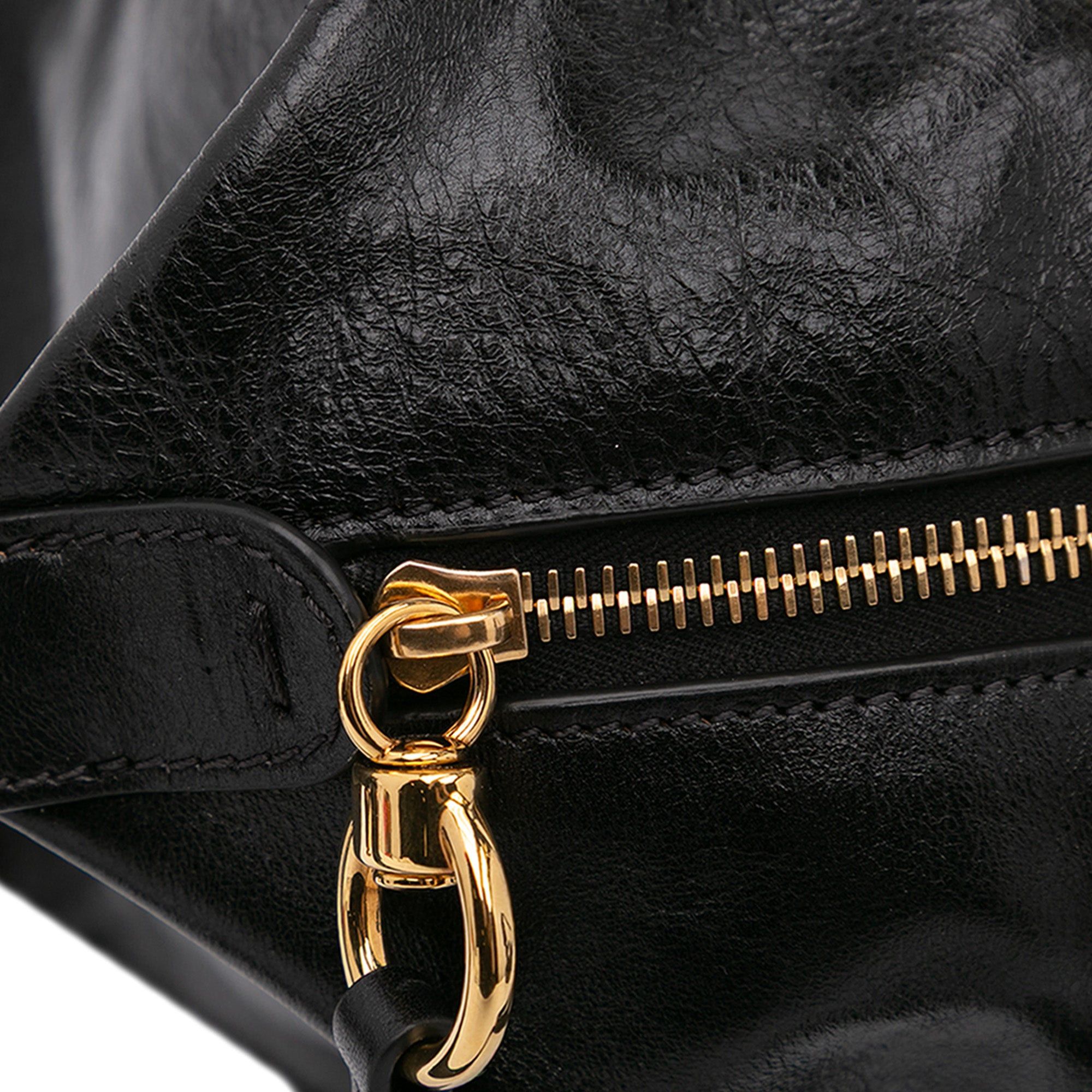 Chloe Chloé Shiny Calfskin Paraty 24 Satchel Black Size ONE SIZE - 7 Thumbnail