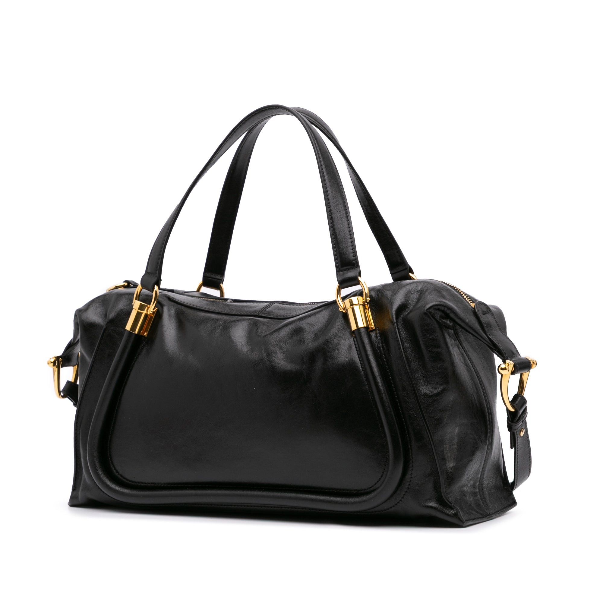 Chloe Chloé Shiny Calfskin Paraty 24 Satchel Black Size ONE SIZE - 2 Thumbnail
