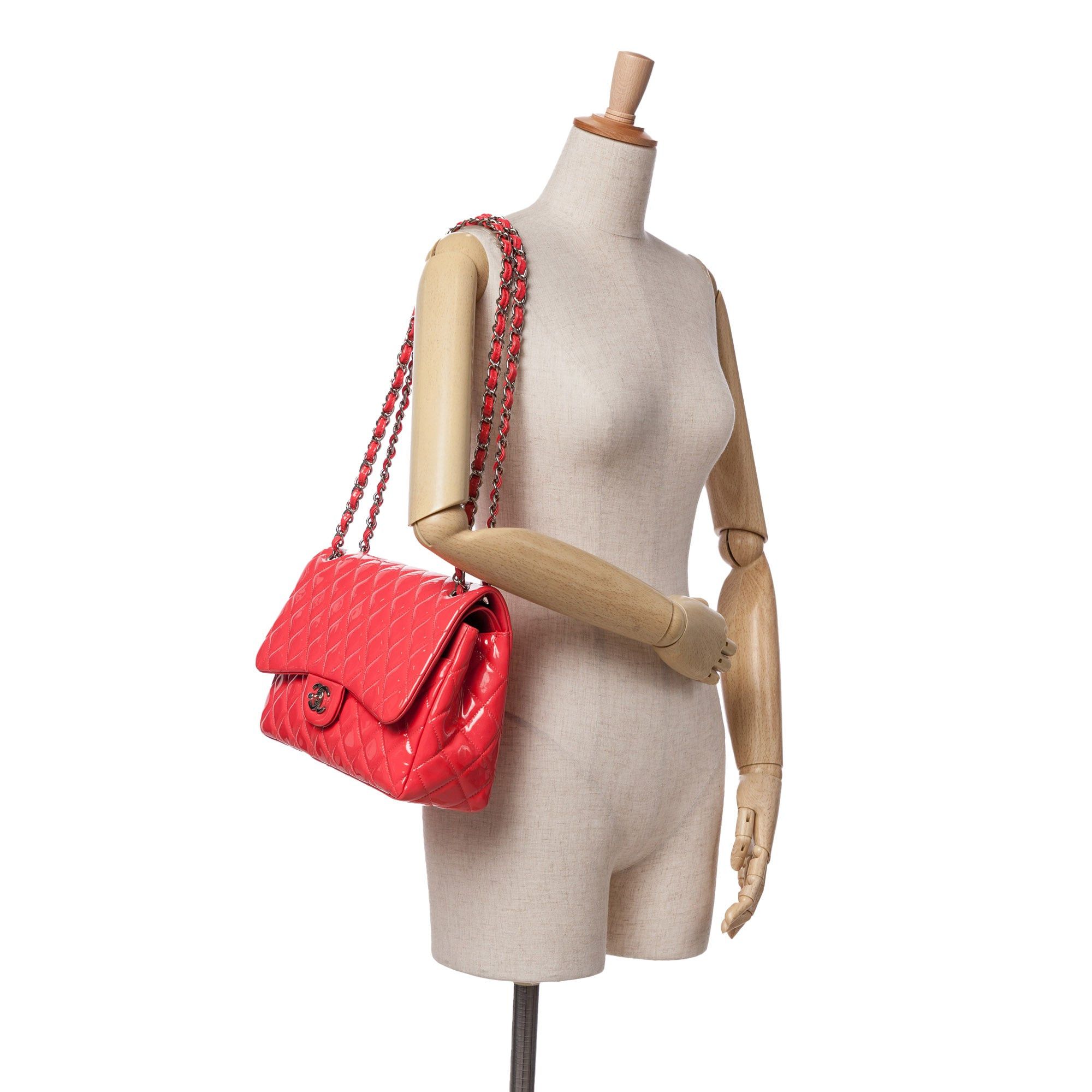 Chanel Chanel Jumbo Classic Patent Double Flap Red Size ONE SIZE - 13 Thumbnail