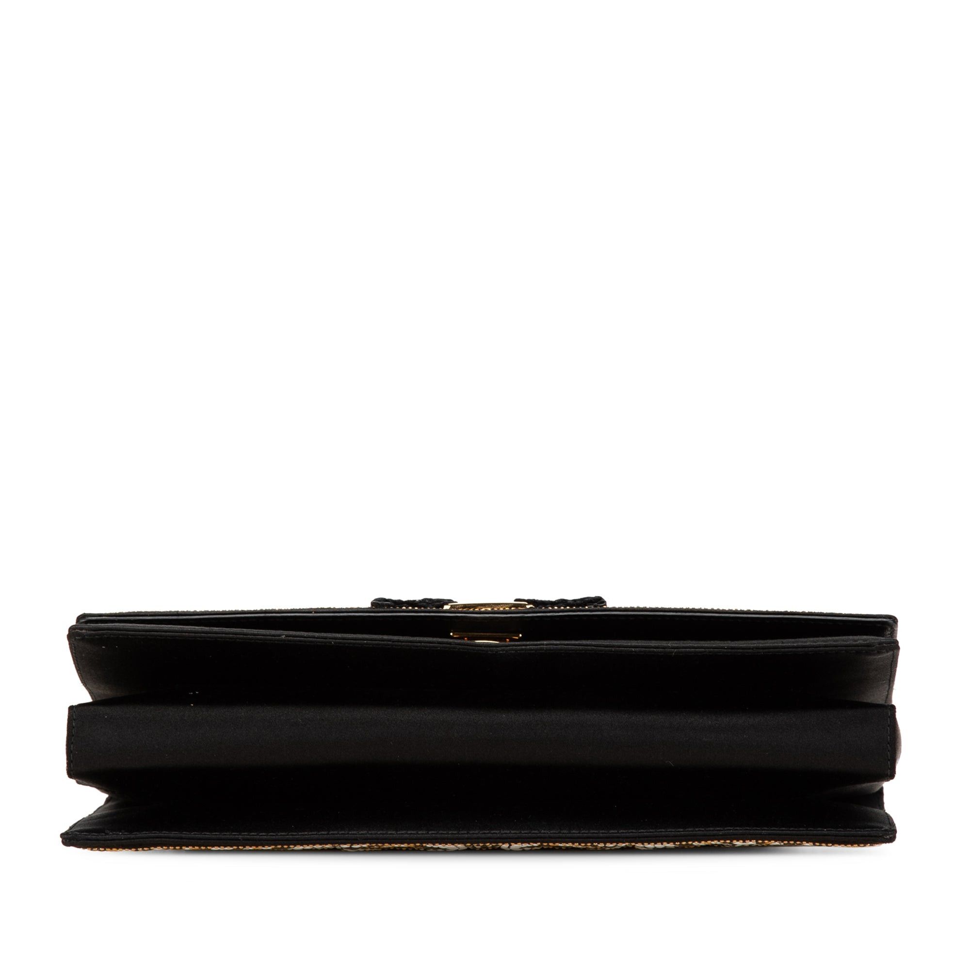 Salvatore Ferragamo Ferragamo Medium Vara Embellished Satin Ginny Chain Crossbody Black Size ONE SIZE - 3 Thumbnail