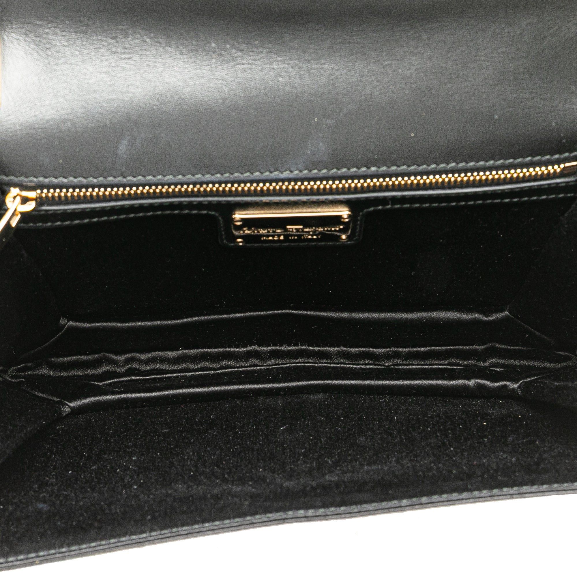 Salvatore Ferragamo Ferragamo Medium Vara Embellished Satin Ginny Chain Crossbody Black Size ONE SIZE - 4 Thumbnail