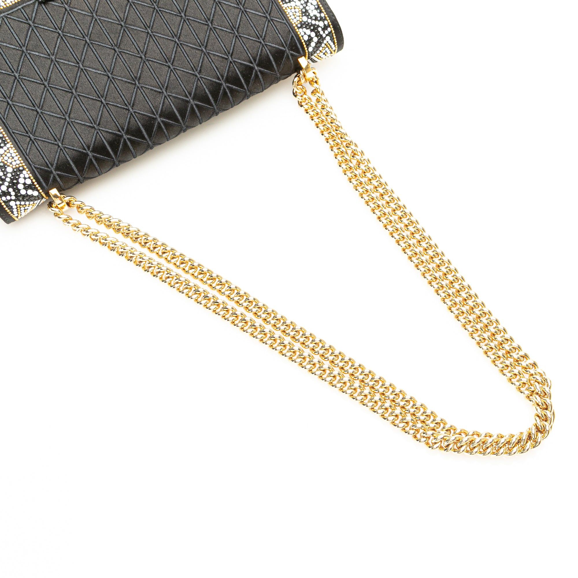 Salvatore Ferragamo Ferragamo Medium Vara Embellished Satin Ginny Chain Crossbody Black Size ONE SIZE - 11 Thumbnail