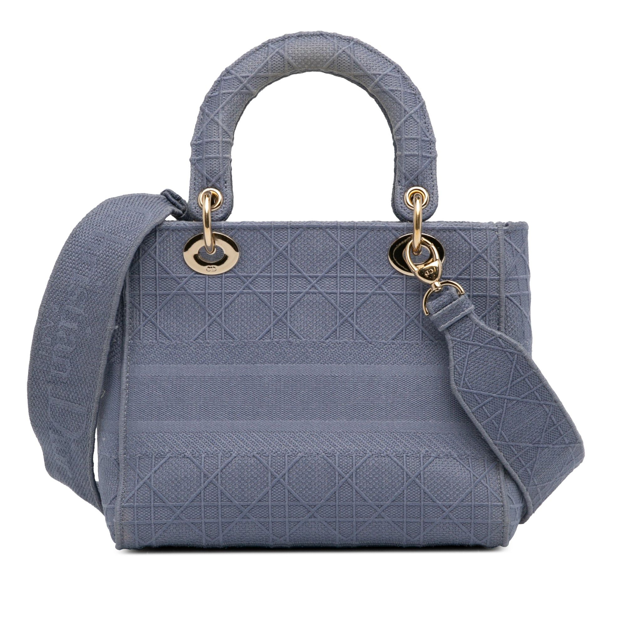 Dior Dior Medium Cannage Lady D-Lite Blue Size ONE SIZE - 3 Thumbnail