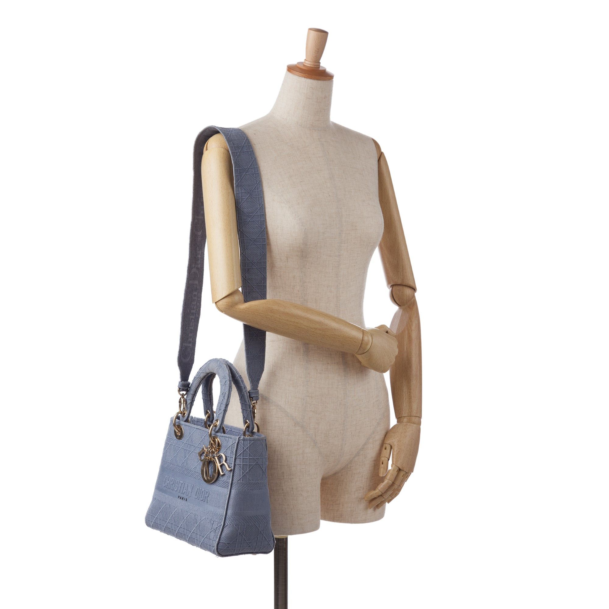 Dior Dior Medium Cannage Lady D-Lite Blue Size ONE SIZE - 9 Thumbnail
