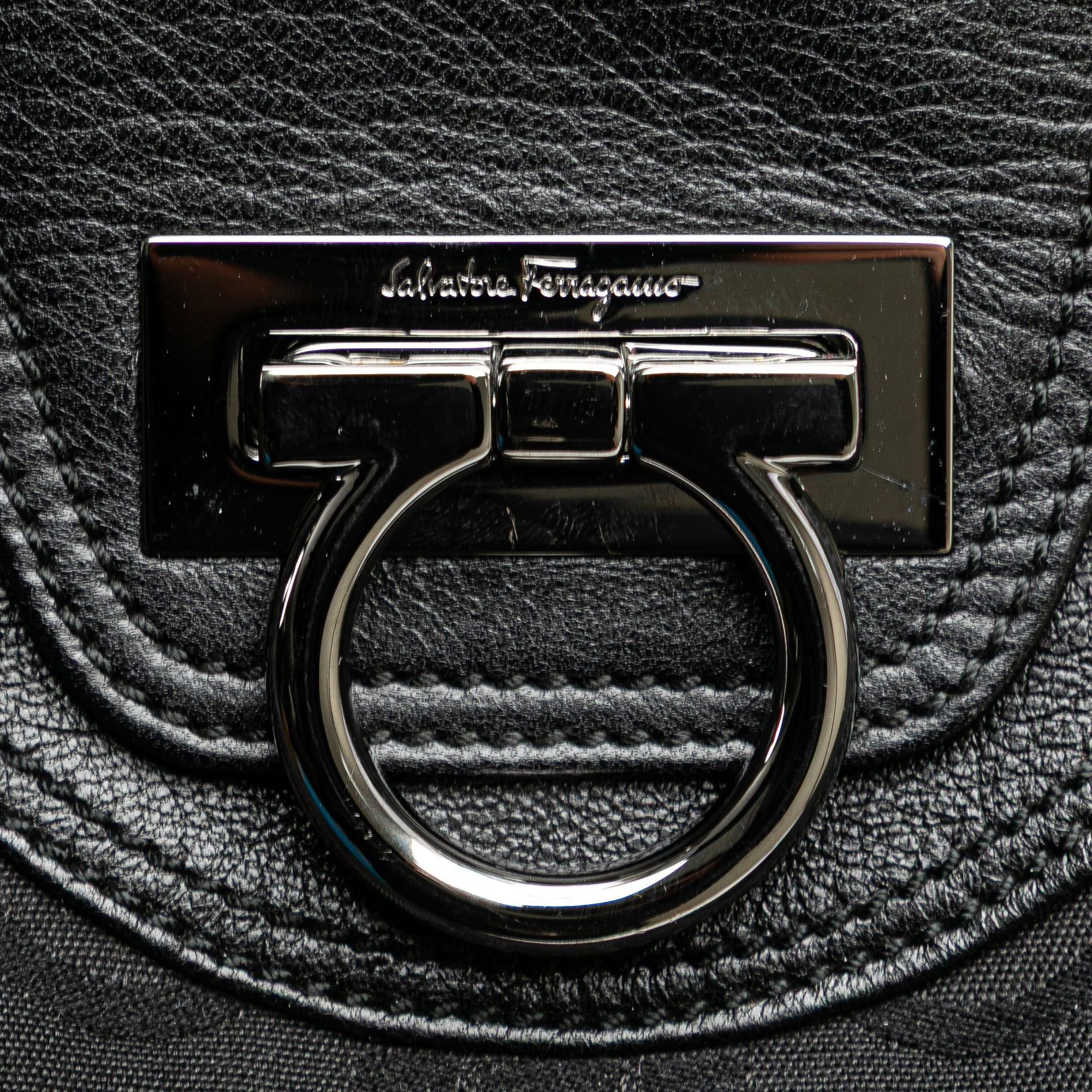 Salvatore Ferragamo Ferragamo Canvas Gancini Marisa Handbag Black Size ONE SIZE - 5 Thumbnail