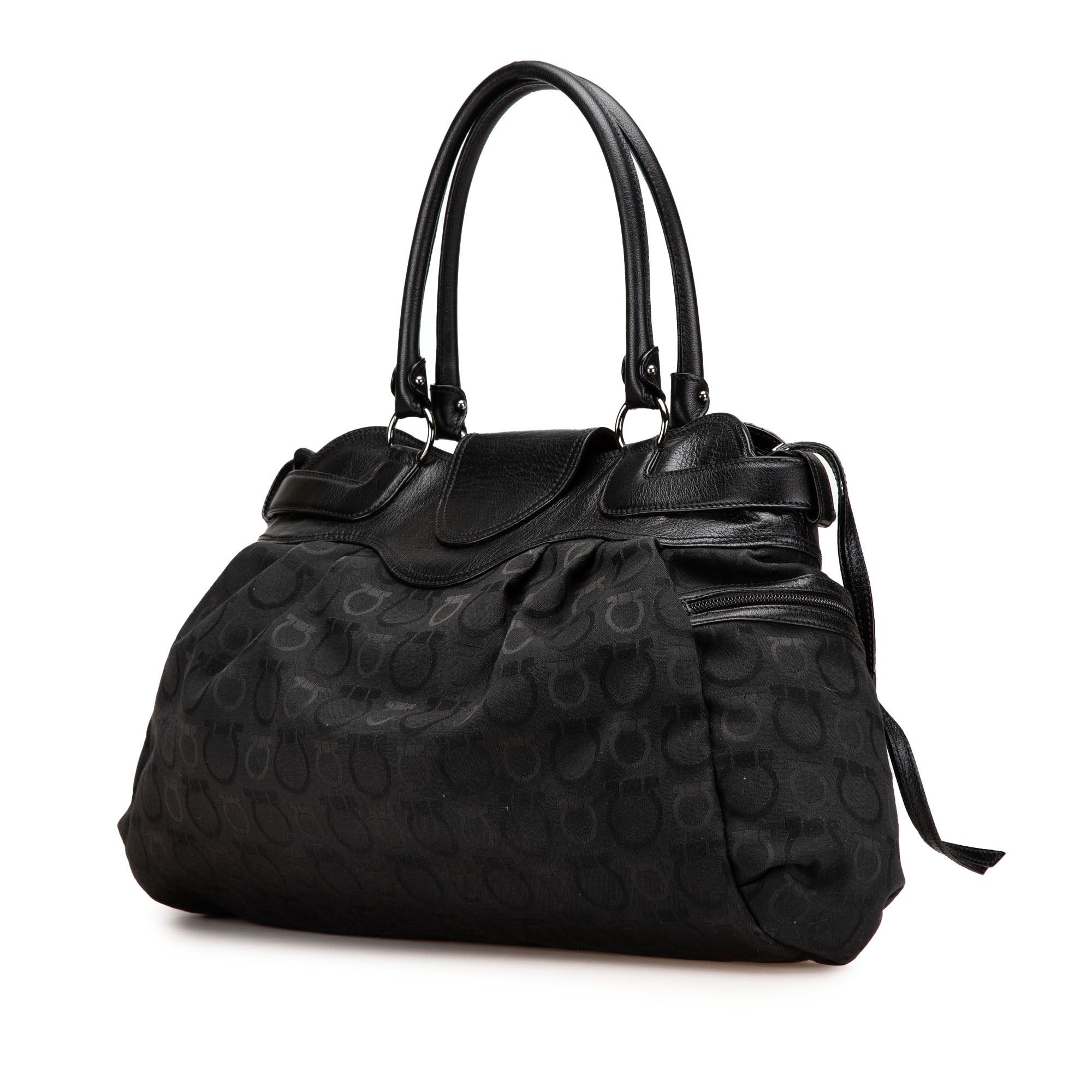 Salvatore Ferragamo Ferragamo Canvas Gancini Marisa Handbag Black Size ONE SIZE - 2 Thumbnail