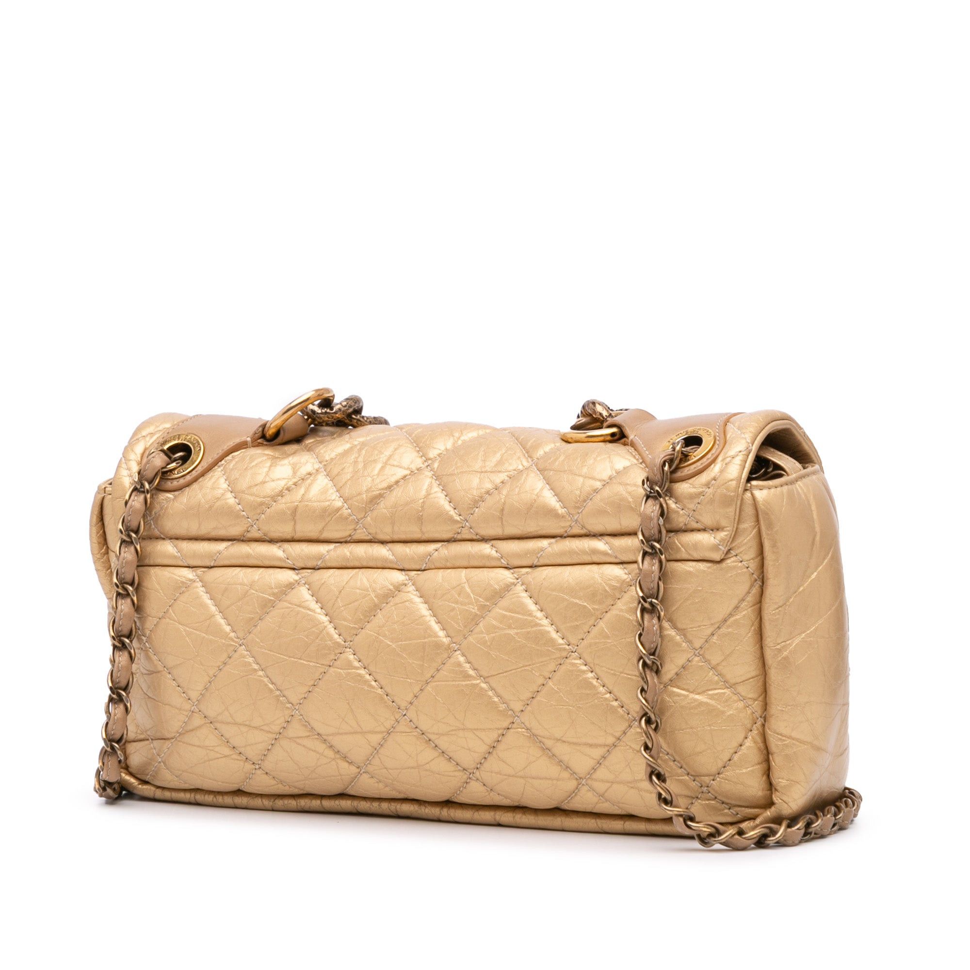 Chanel Chanel Medium Quilted Aged Calfskin Pondicherry Flap Gold Size ONE SIZE - 2 Thumbnail