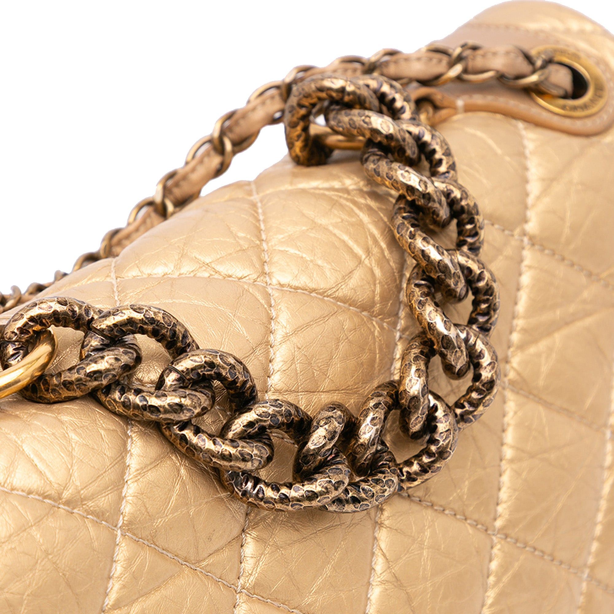 Chanel Chanel Medium Quilted Aged Calfskin Pondicherry Flap Gold Size ONE SIZE - 9 Thumbnail
