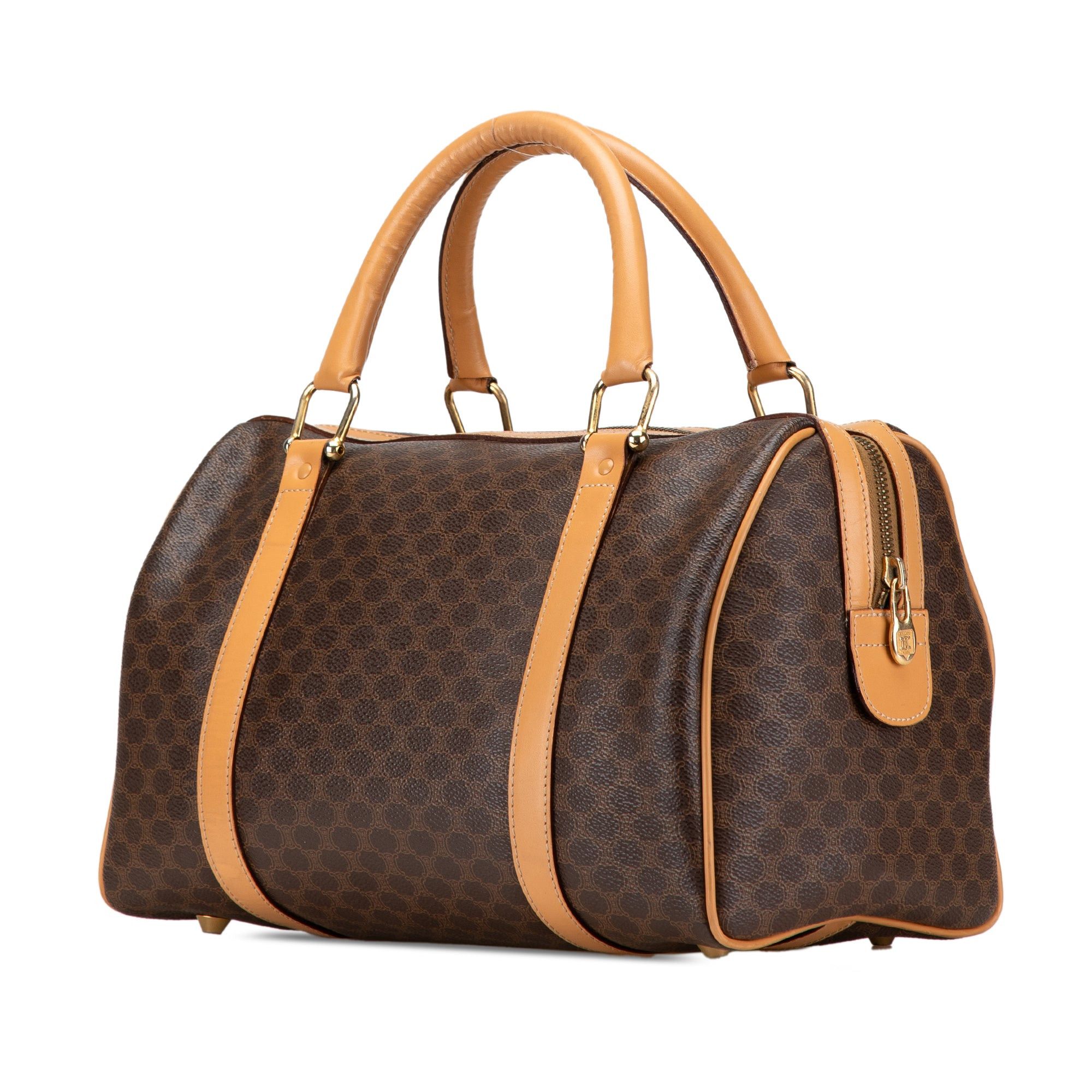Celine Celine Macadam Coated Canvas Boston Bag Brown Size ONE SIZE - 2 Thumbnail