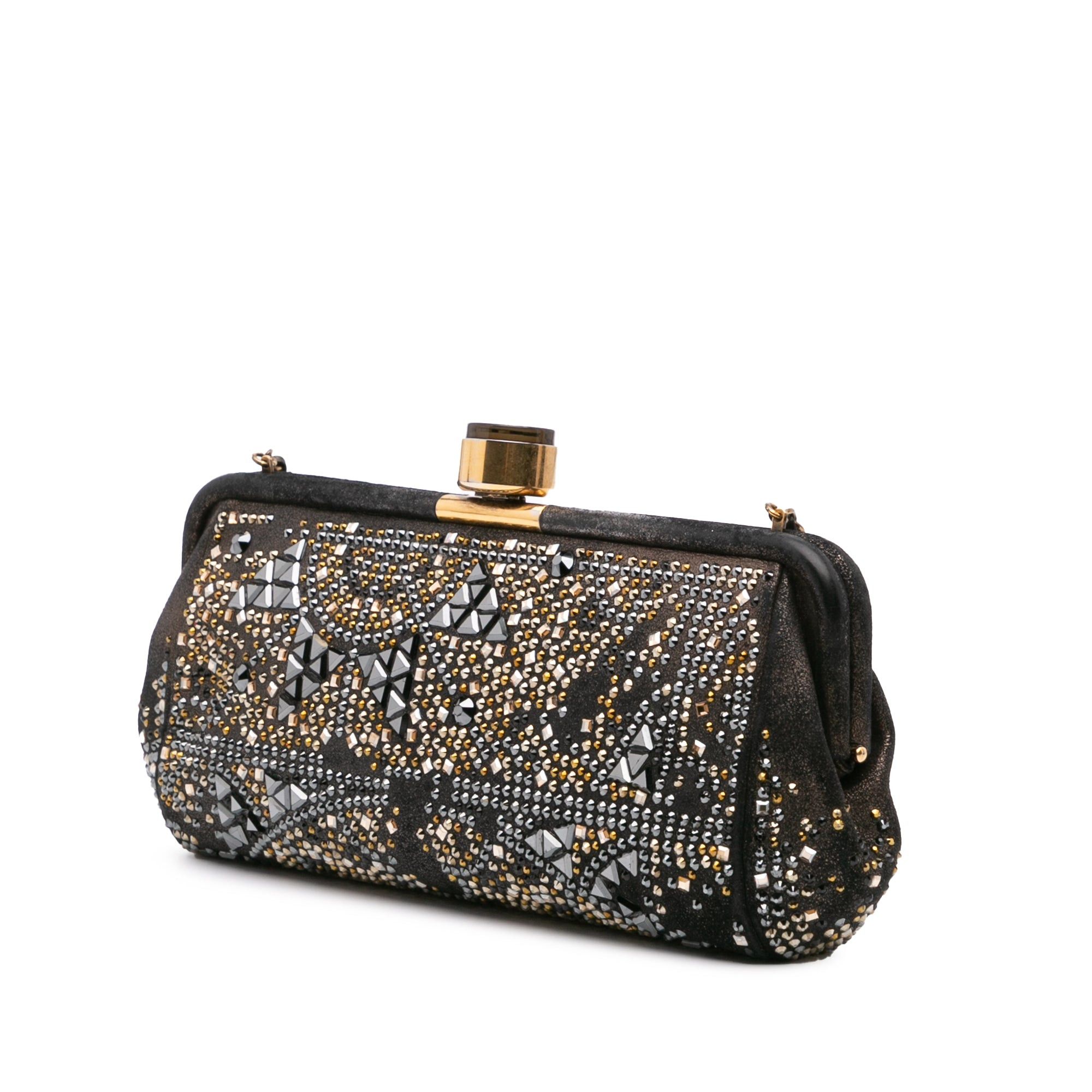 Chanel Chanel CC Glitter Lambskin Studded Frame Clutch on Chain Black Size ONE SIZE - 2 Thumbnail