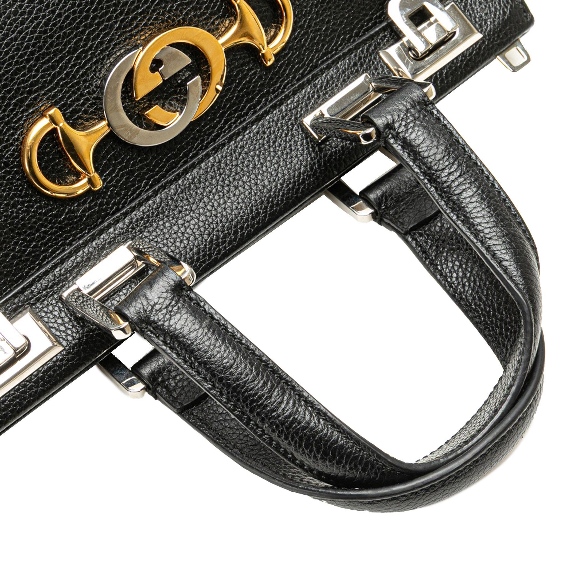 Gucci Gucci Small Grainy Calfskin Zumi Top Handle Bag Black Size ONE SIZE - 11 Thumbnail