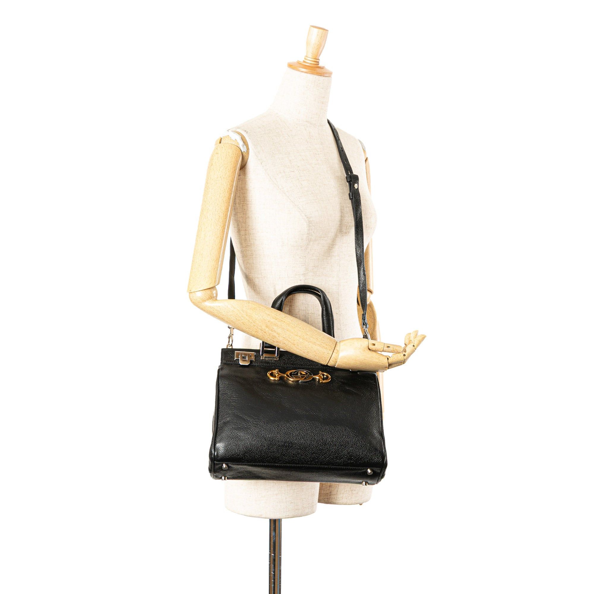 Gucci Gucci Small Grainy Calfskin Zumi Top Handle Bag Black Size ONE SIZE - 13 Thumbnail