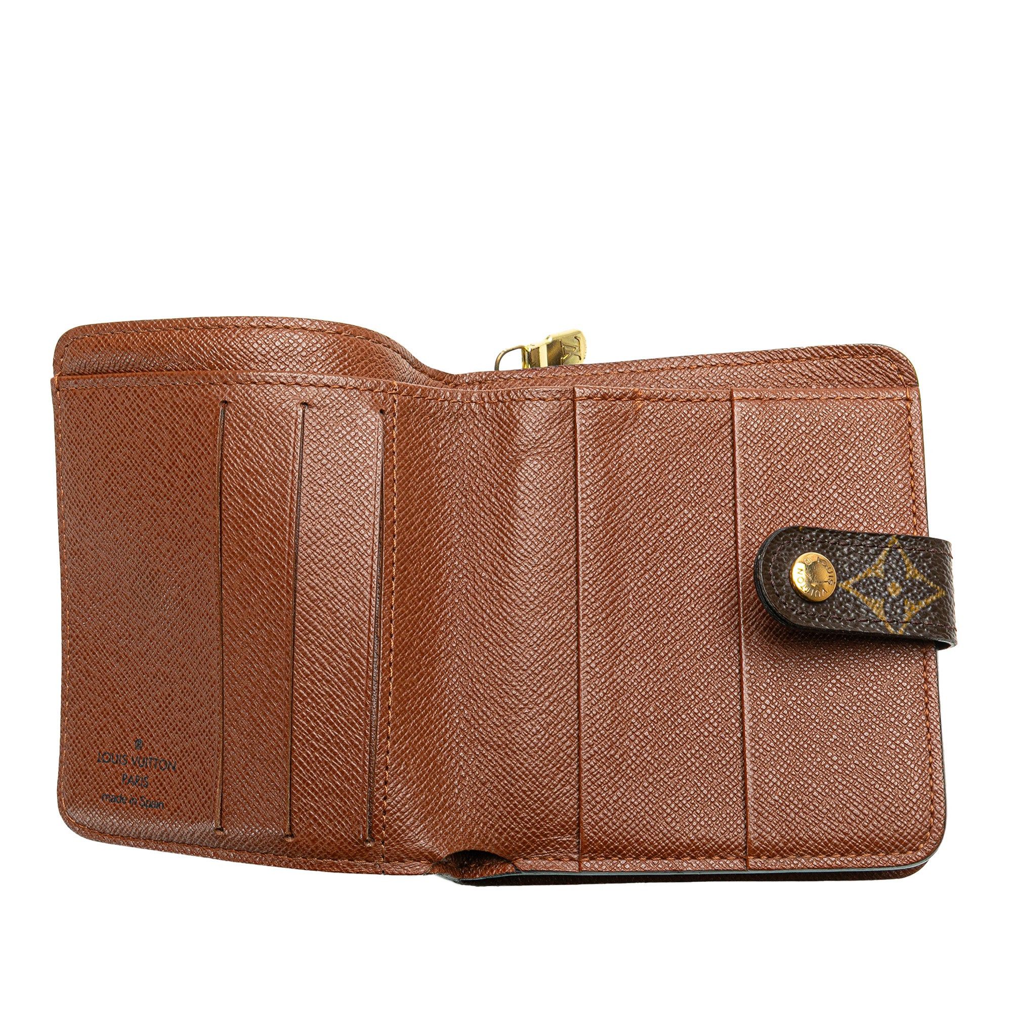 Louis Vuitton Monogram Bi-Fold Compact Wallet Brown