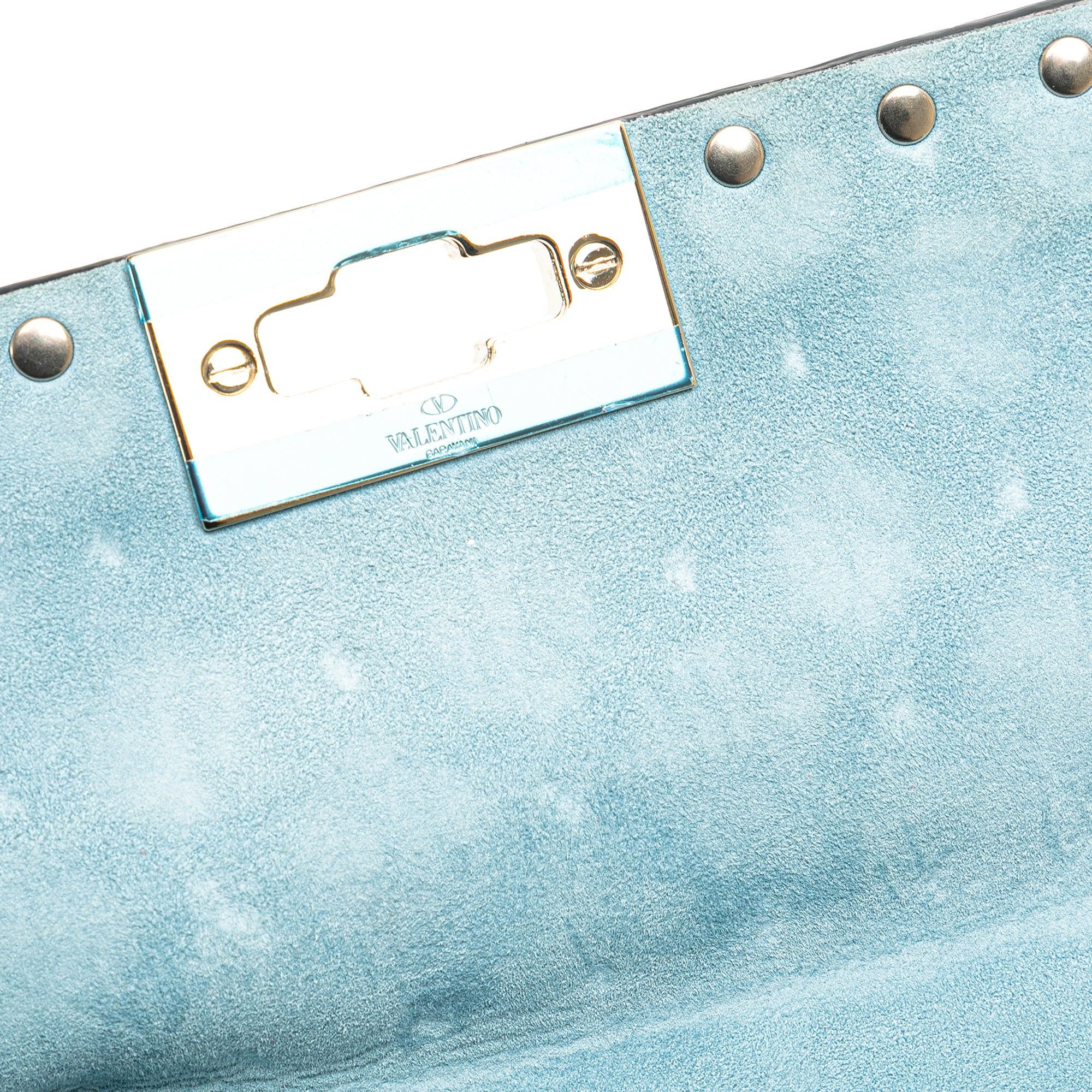 Valentino Valentino Medium Nappa Rockstud Spike Satchel Blue Size ONE SIZE - 9 Thumbnail
