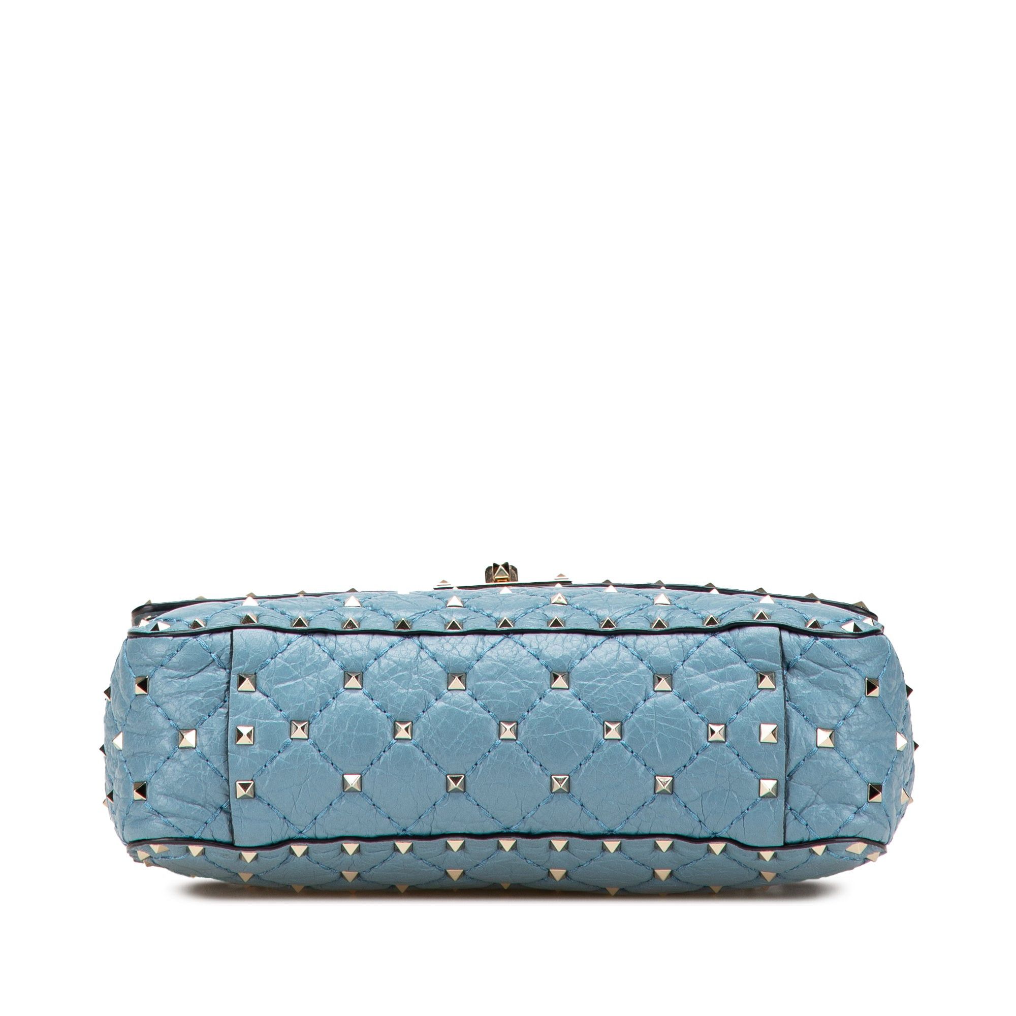Valentino Valentino Medium Nappa Rockstud Spike Satchel Blue Size ONE SIZE - 3 Thumbnail