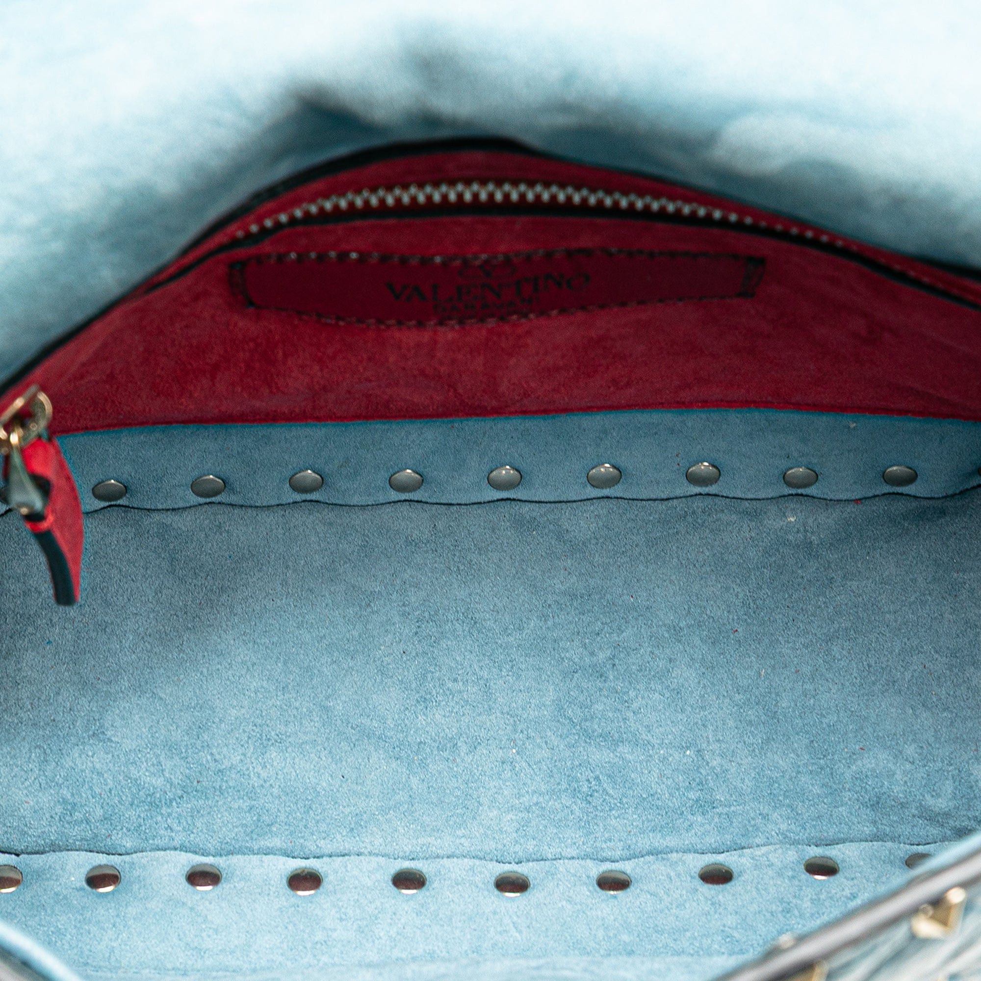 Valentino Valentino Medium Nappa Rockstud Spike Satchel Blue Size ONE SIZE - 4 Thumbnail