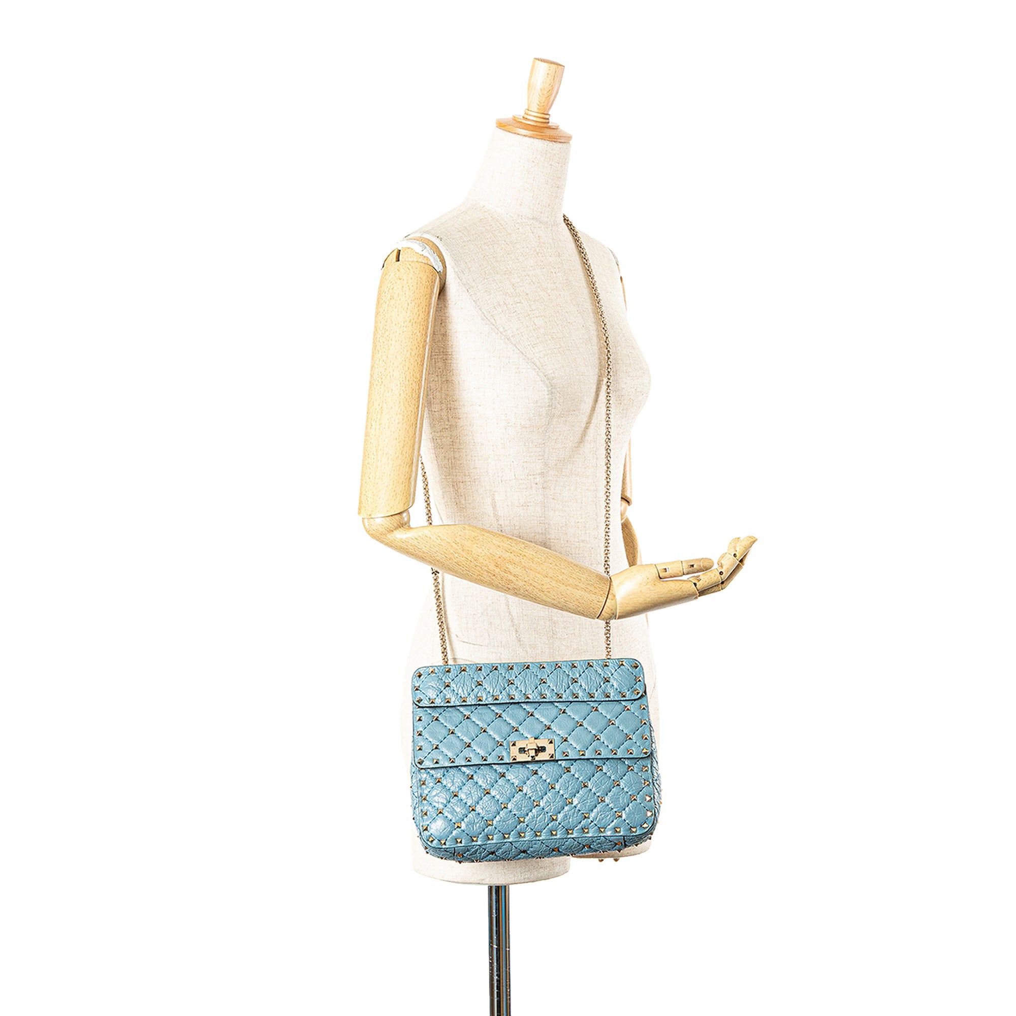Valentino Valentino Medium Nappa Rockstud Spike Satchel Blue Size ONE SIZE - 10 Thumbnail