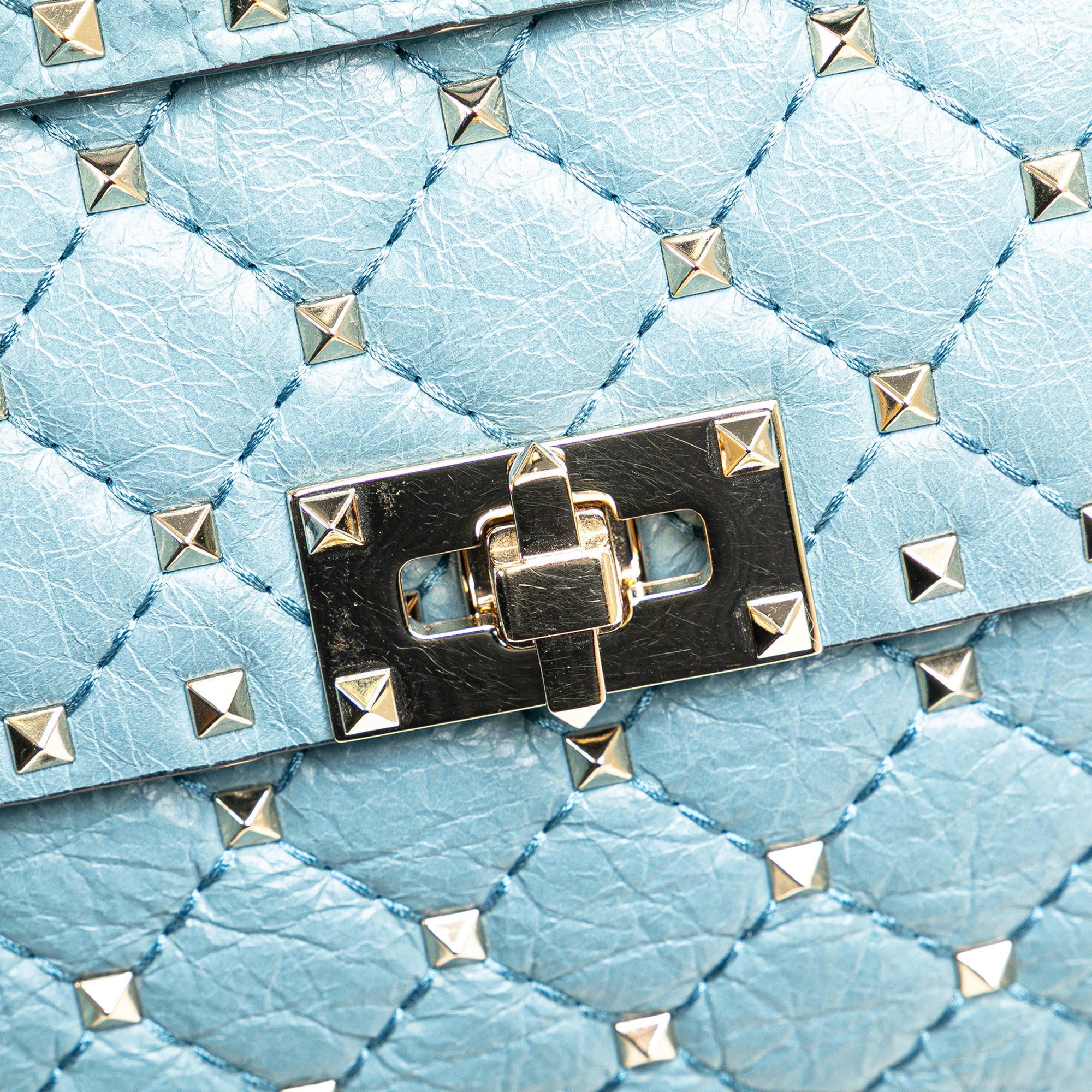Valentino Valentino Medium Nappa Rockstud Spike Satchel Blue Size ONE SIZE - 8 Thumbnail