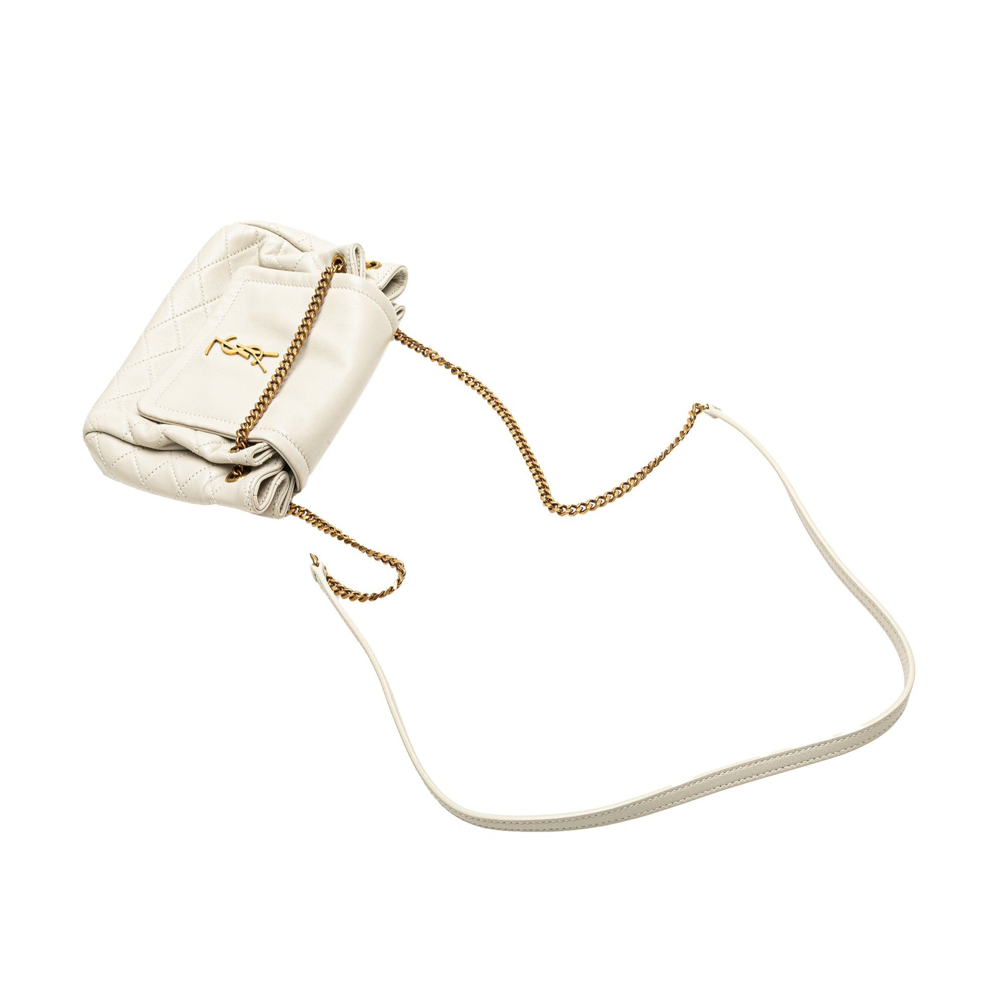 Saint Laurent Paris Saint Laurent Mini Quilted Lambskin Monogram Nolita Bag White Size ONE SIZE - 10 Thumbnail