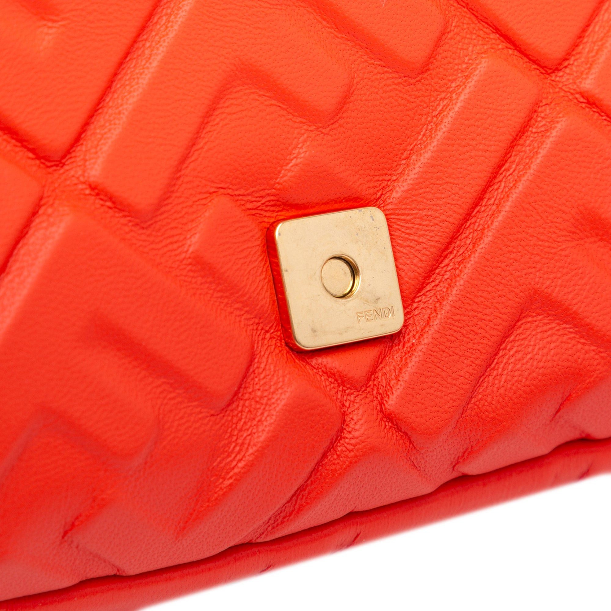 Fendi Fendi Zucca Embossed Leather Baguette Satchel Orange Size ONE SIZE - 8 Thumbnail