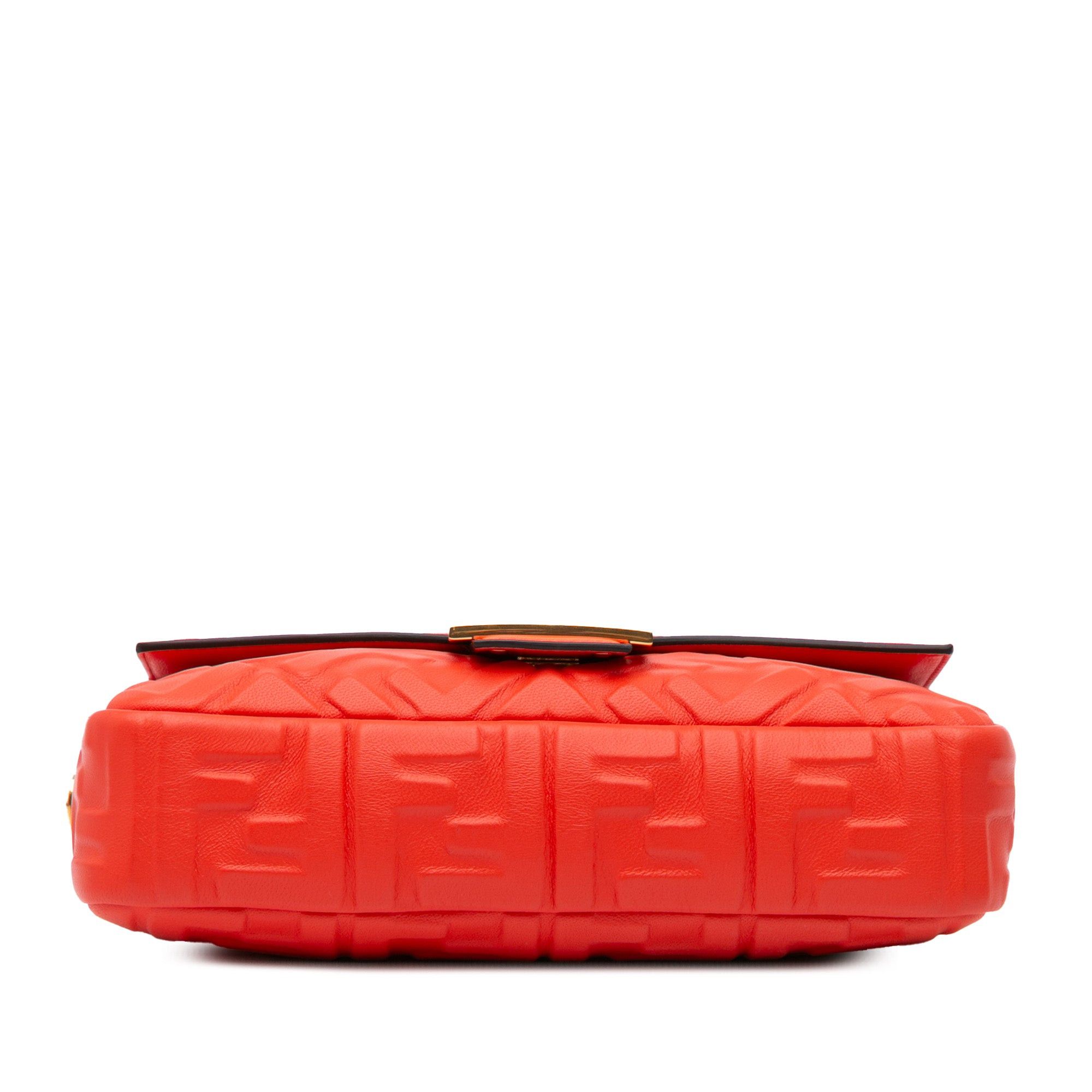 Fendi Fendi Zucca Embossed Leather Baguette Satchel Orange Size ONE SIZE - 3 Thumbnail