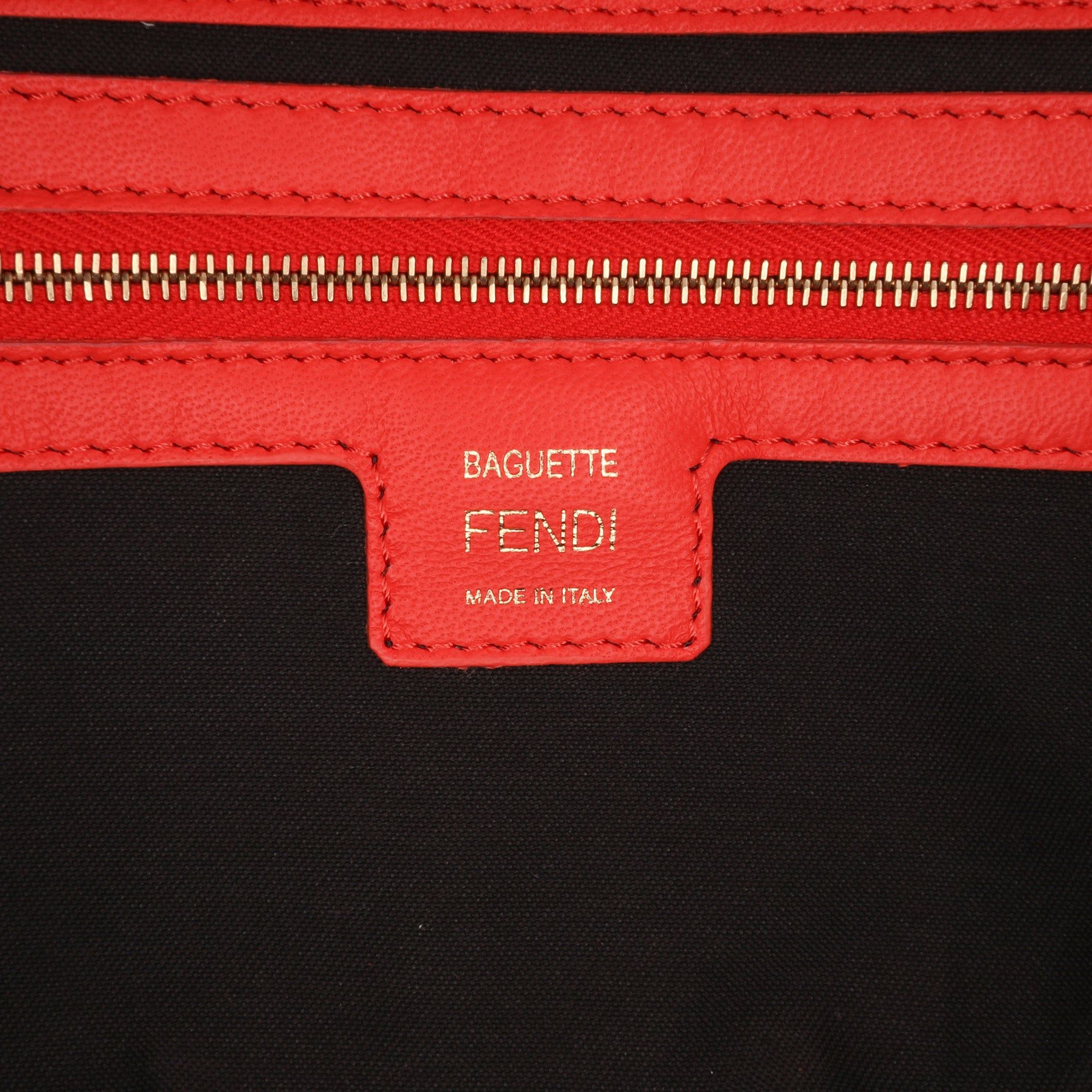 Fendi Fendi Zucca Embossed Leather Baguette Satchel Orange Size ONE SIZE - 5 Thumbnail