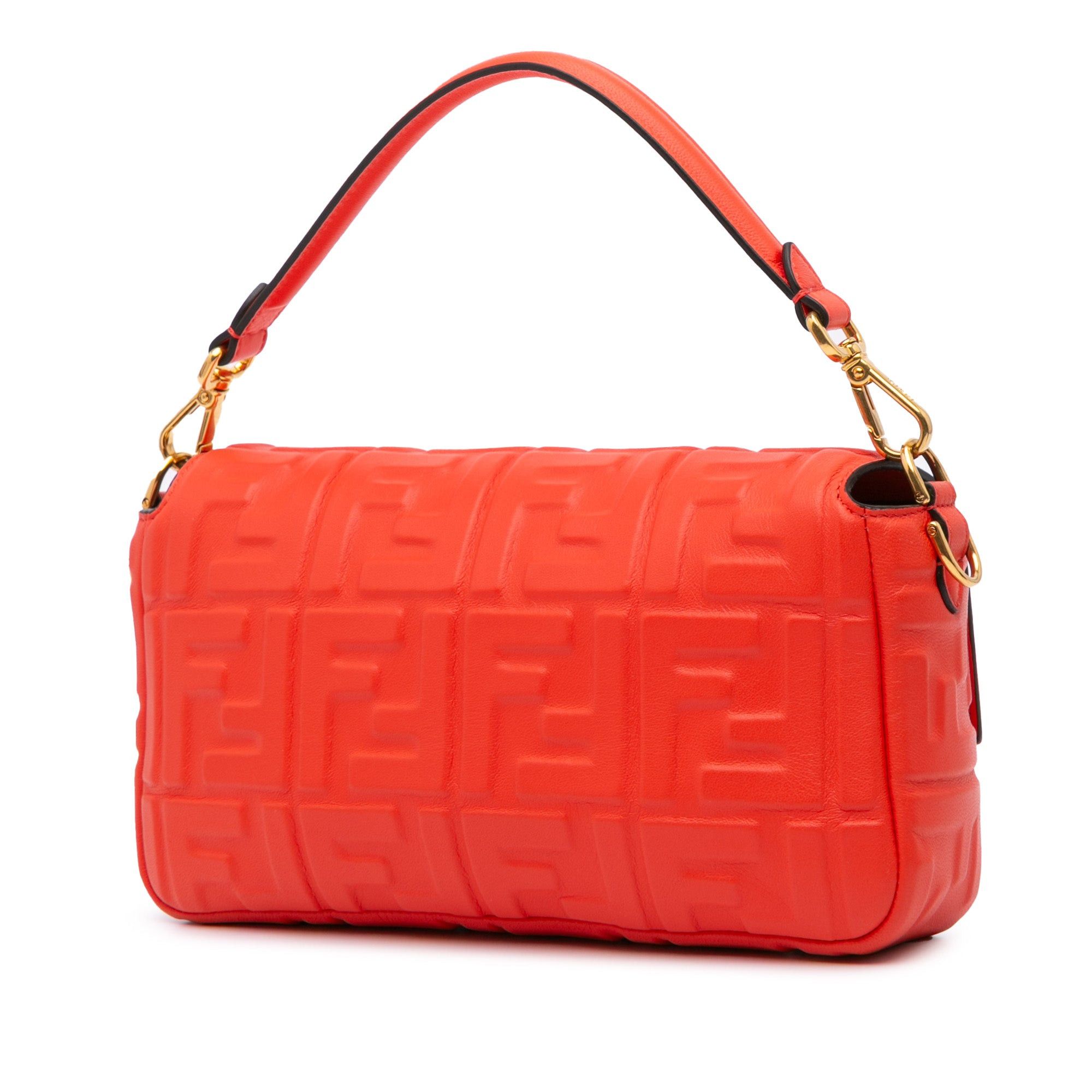 Fendi Fendi Zucca Embossed Leather Baguette Satchel Orange Size ONE SIZE - 2 Thumbnail