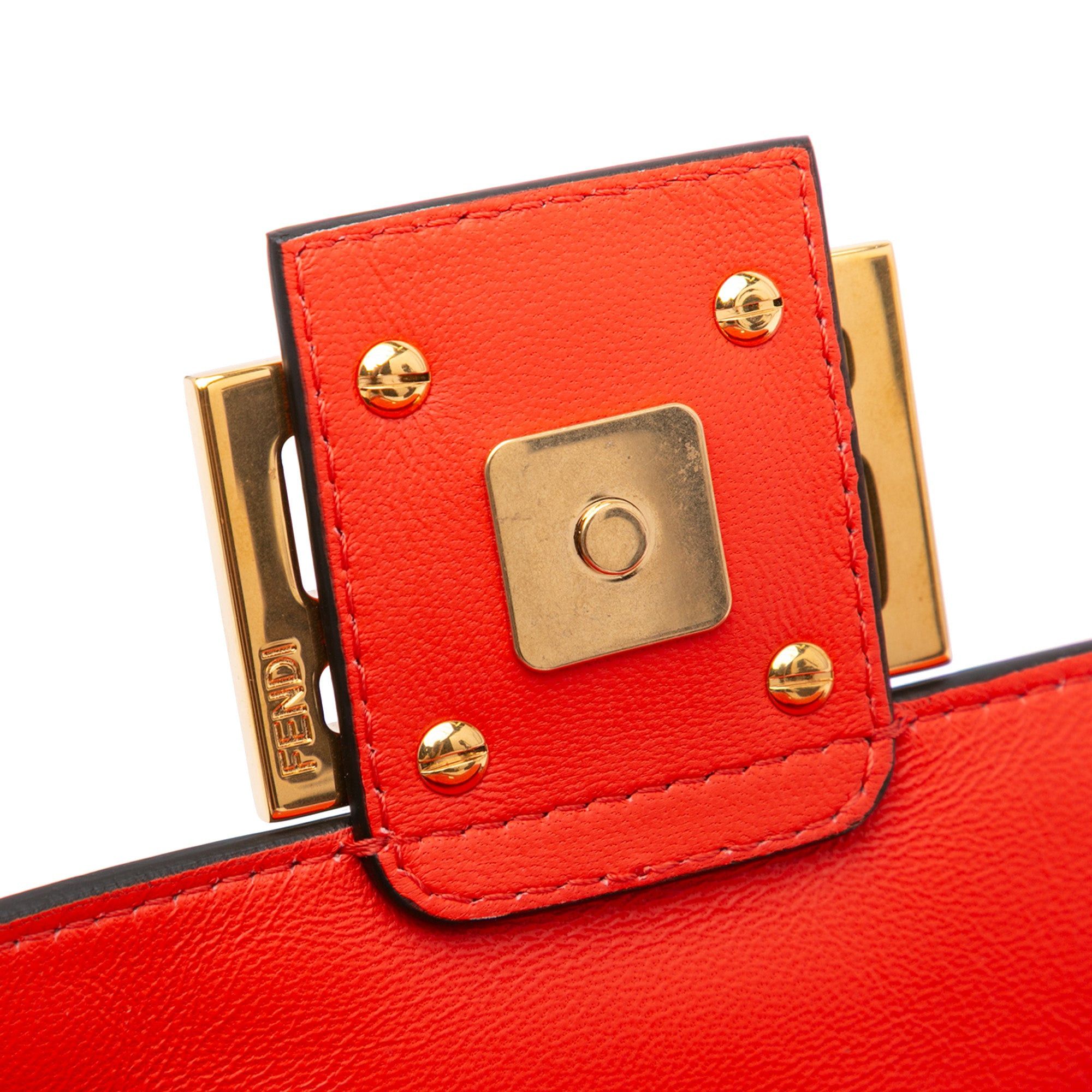 Fendi Fendi Zucca Embossed Leather Baguette Satchel Orange Size ONE SIZE - 7 Thumbnail