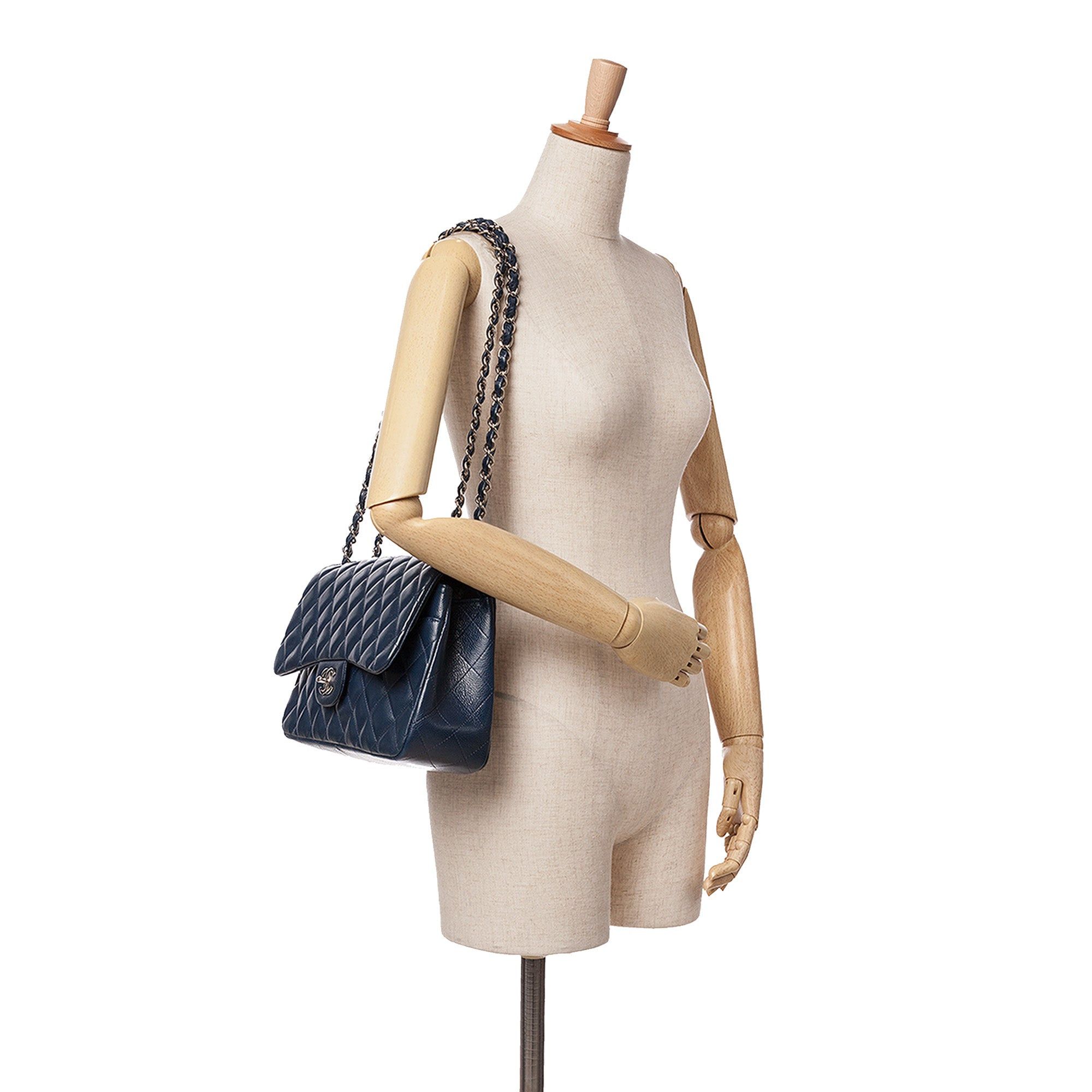 Chanel Chanel Jumbo Classic Caviar Double Flap Blue Size ONE SIZE - 12 Thumbnail