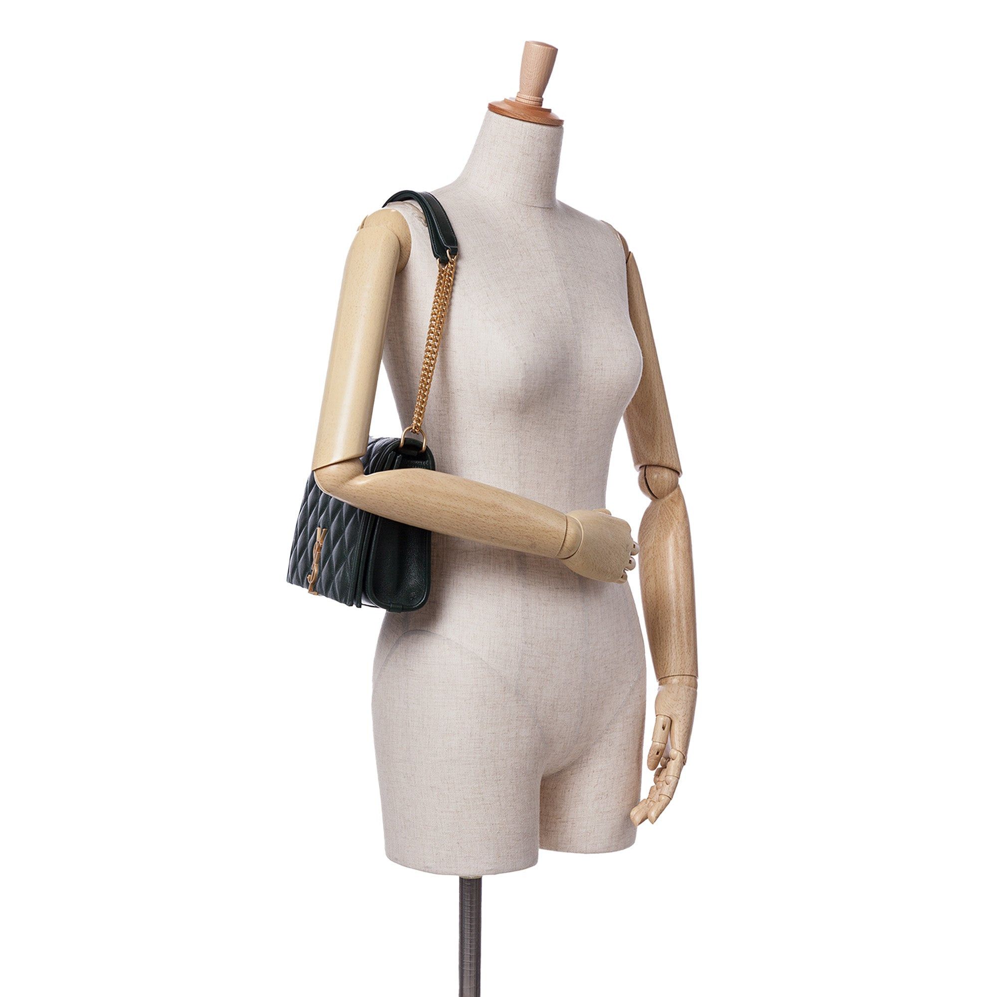 Saint Laurent Paris Saint Laurent Small Quilted Lambskin Becky Chain Shoulder Bag Green Size ONE SIZE - 14 Thumbnail