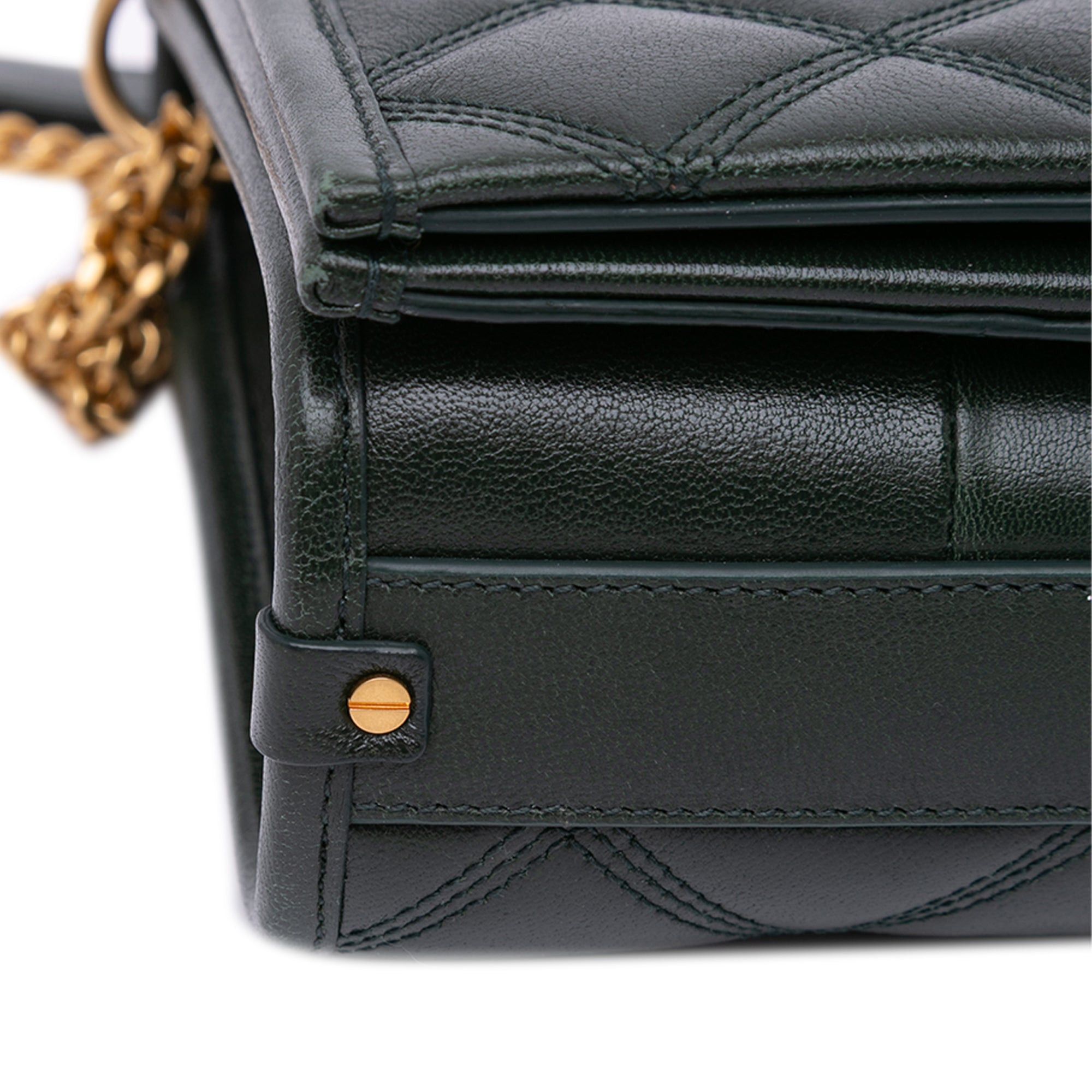 Saint Laurent Paris Saint Laurent Small Quilted Lambskin Becky Chain Shoulder Bag Green Size ONE SIZE - 13 Thumbnail