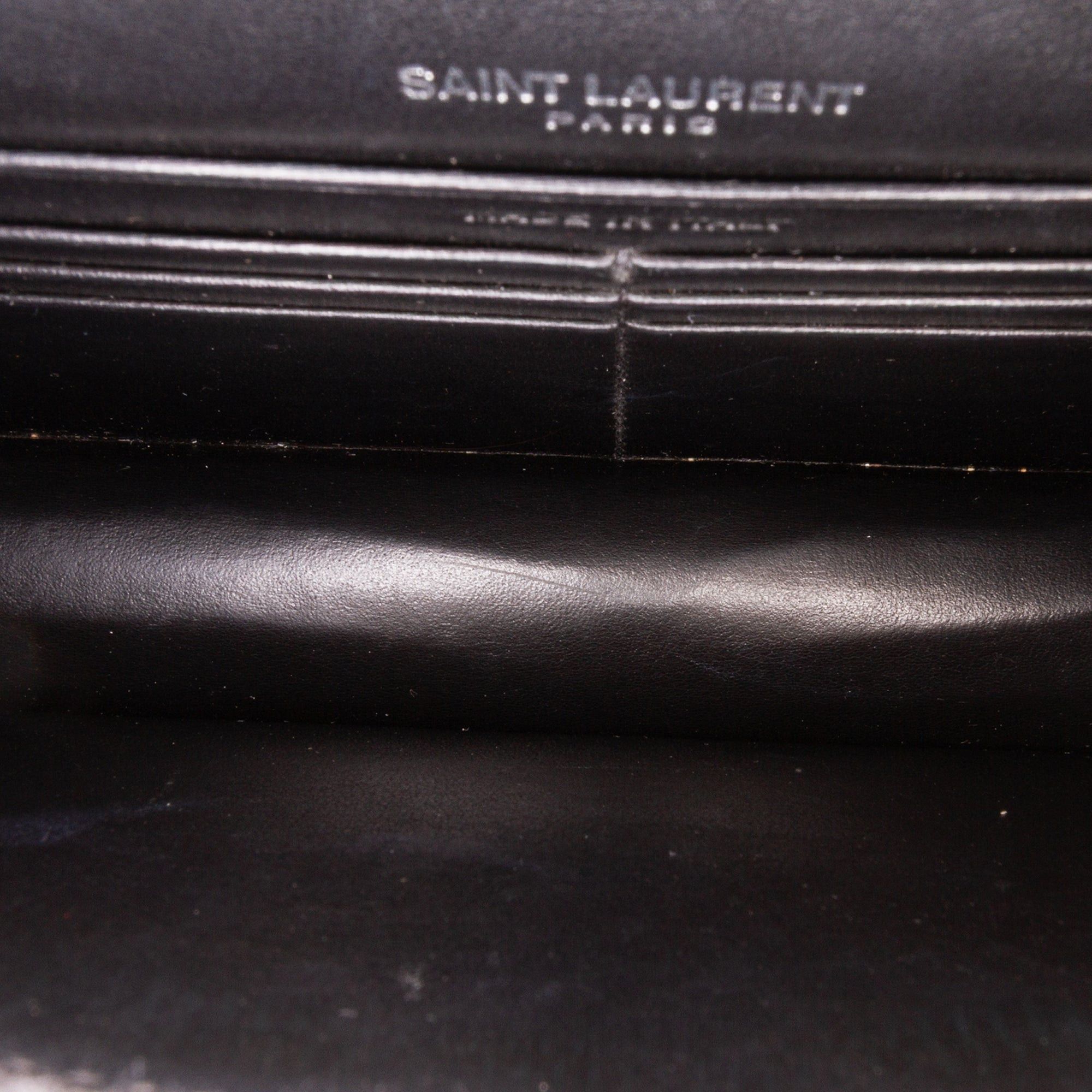 Saint Laurent Paris Saint Laurent Crocodile Embossed Monogram Sunset Top Handle Chain Wallet Black Size ONE SIZE - 4 Thumbnail