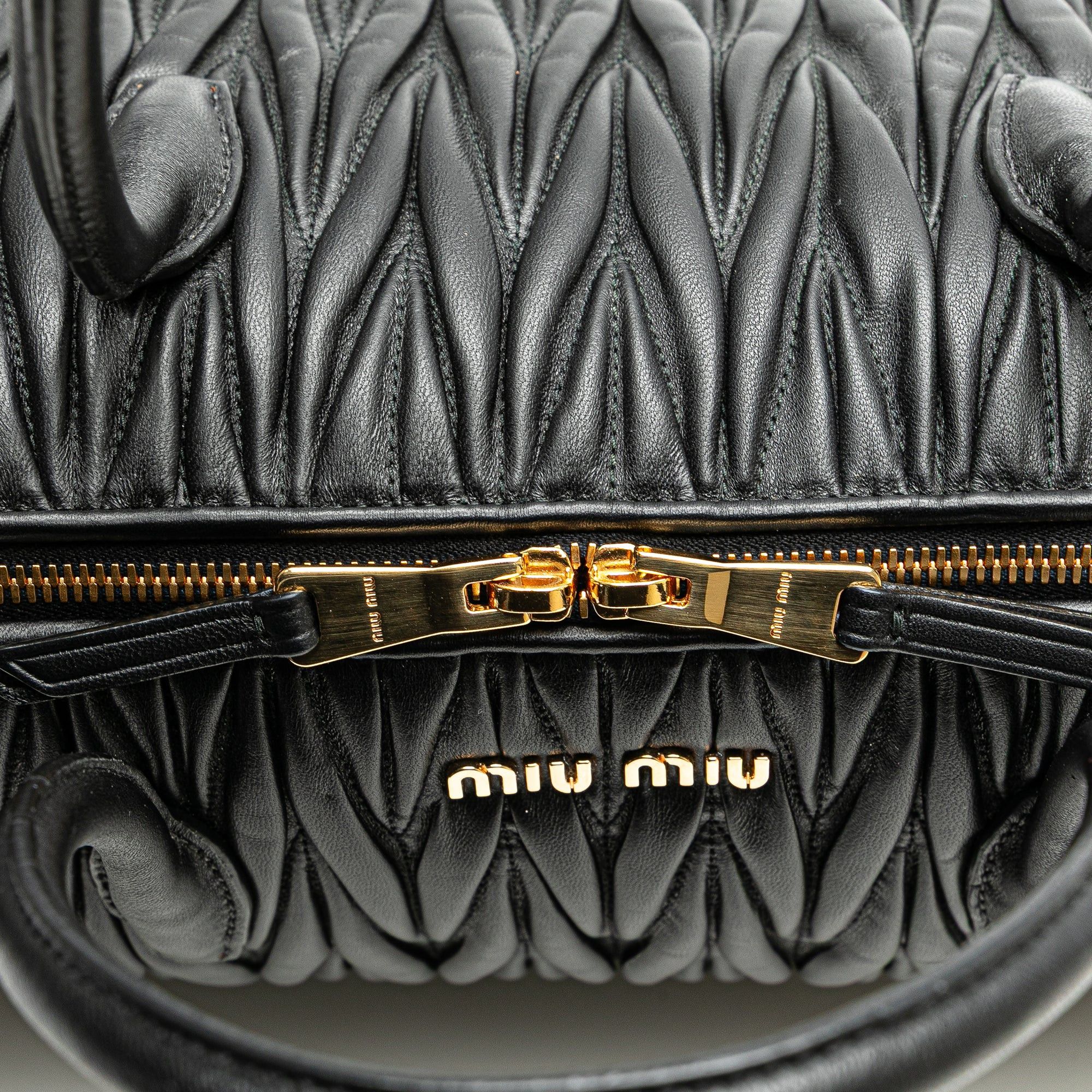 Miu Miu Miu Miu Matelasse Nappa Zip Satchel Black Size ONE SIZE - 9 Thumbnail