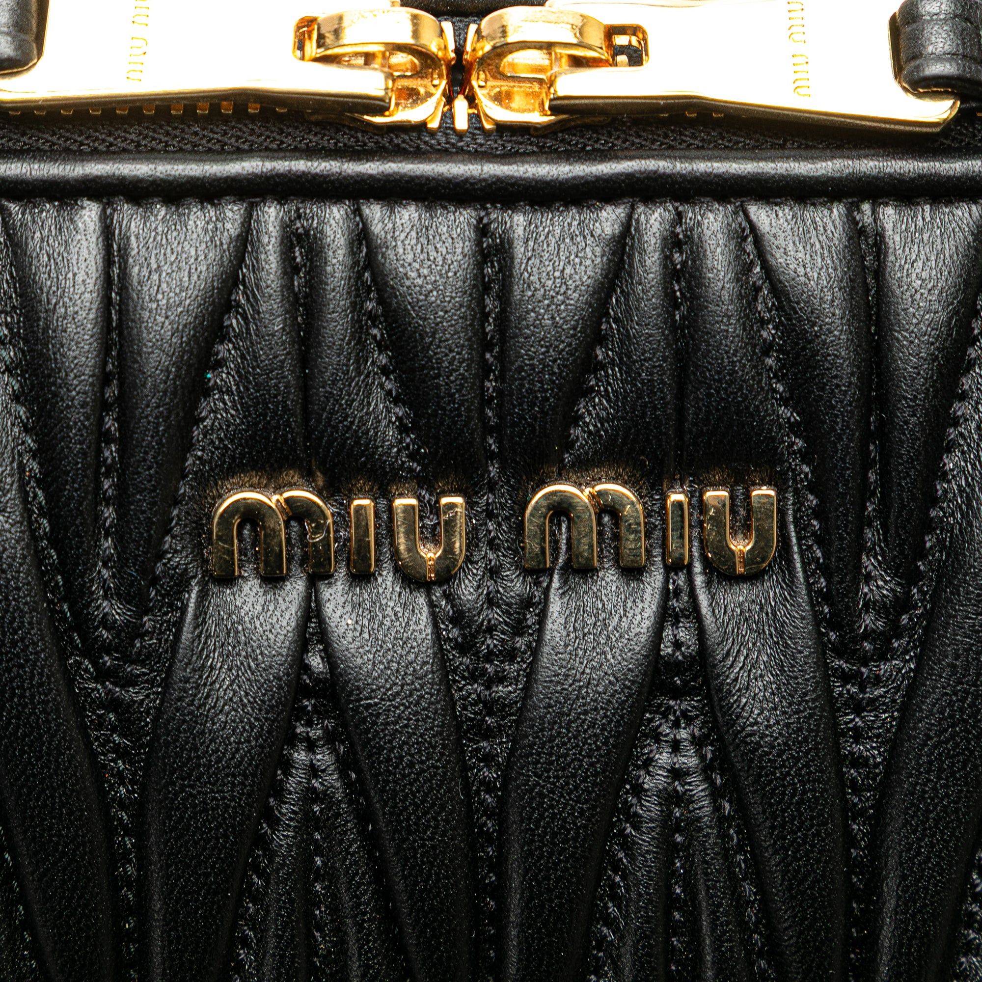 Miu Miu Miu Miu Matelasse Nappa Zip Satchel Black Size ONE SIZE - 8 Thumbnail