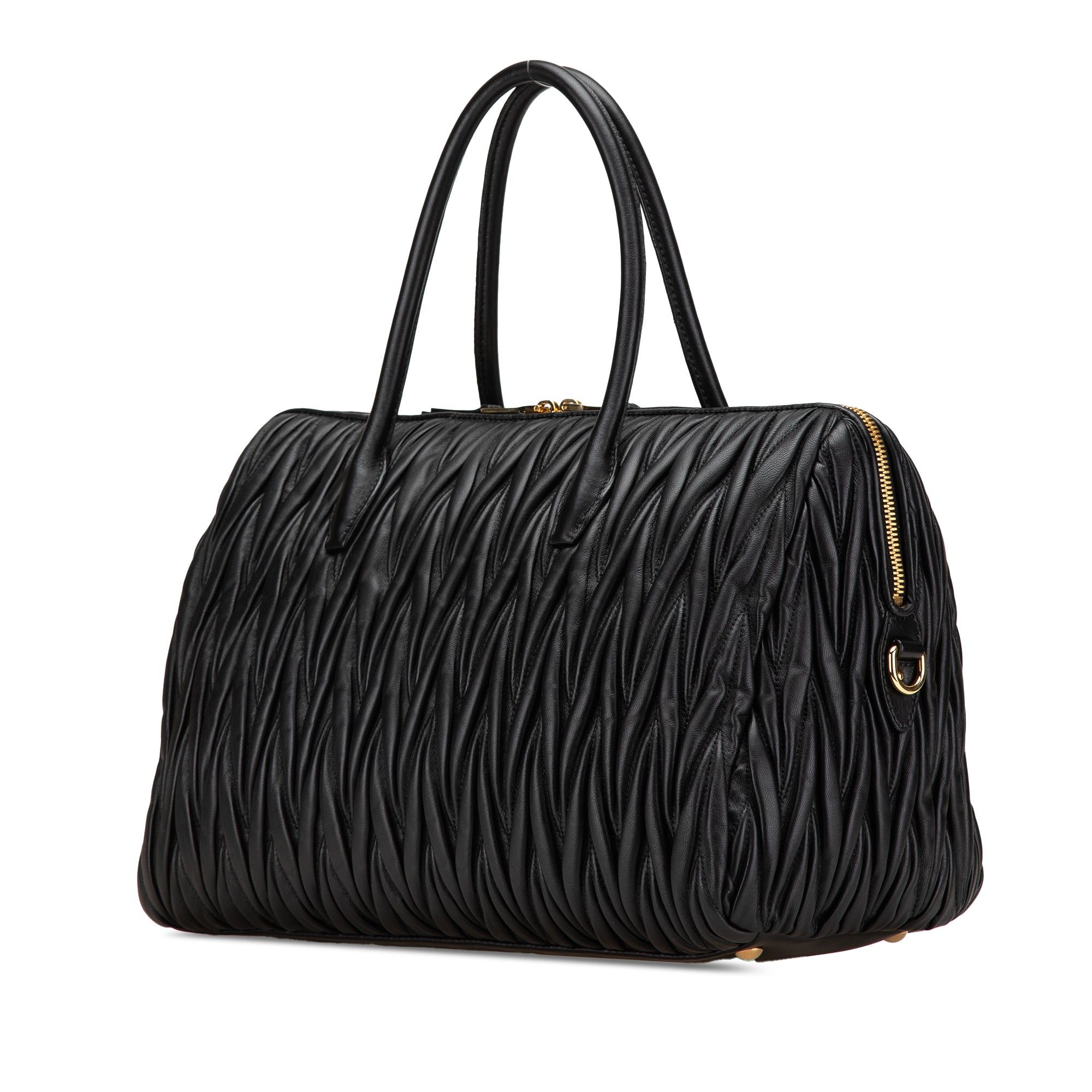Miu Miu Miu Miu Matelasse Nappa Zip Satchel Black Size ONE SIZE - 2 Thumbnail