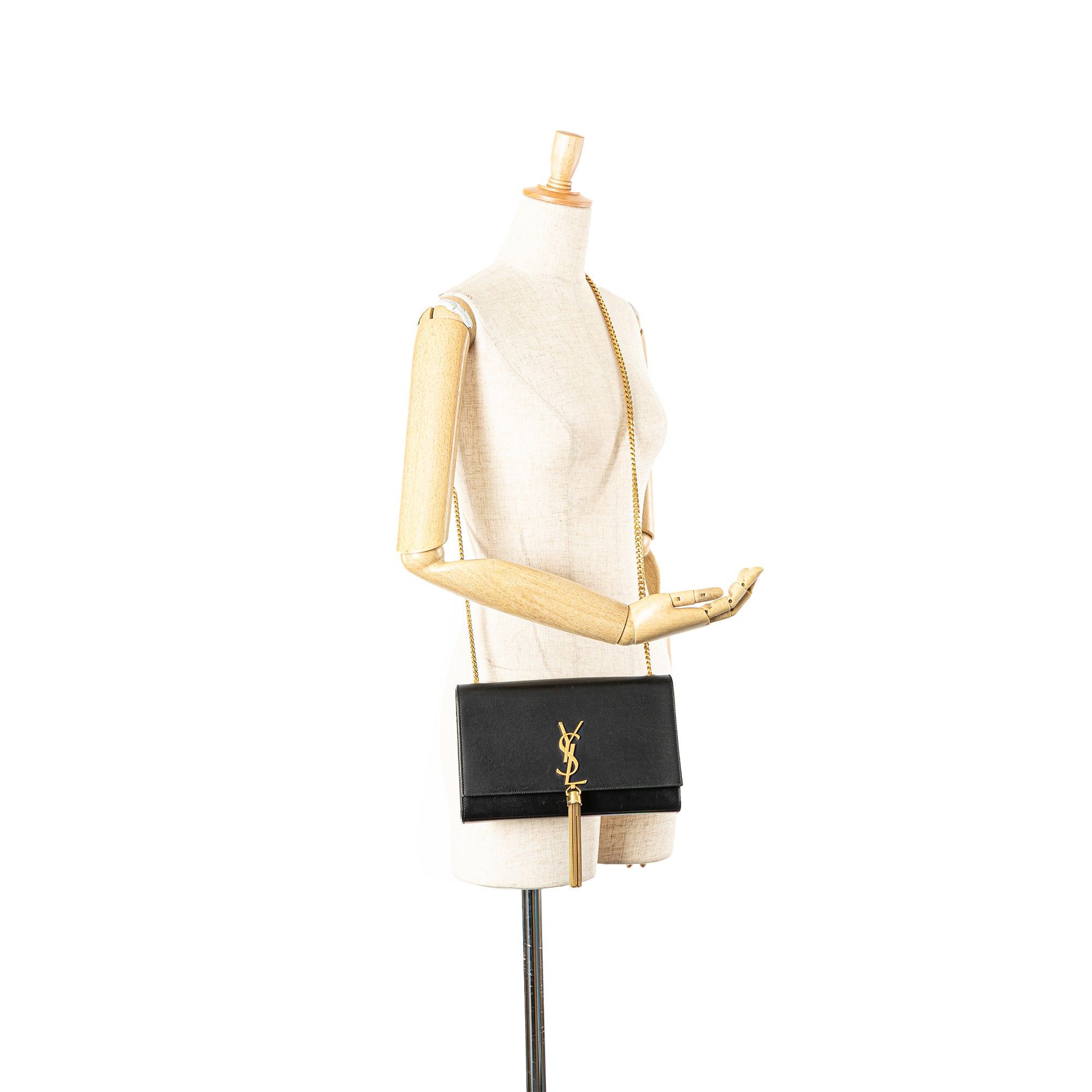 Saint Laurent Paris Saint Laurent Medium Smooth Calfskin Classic Monogram Kate Tassel Crossbody Black Size ONE SIZE - 11 Thumbnail
