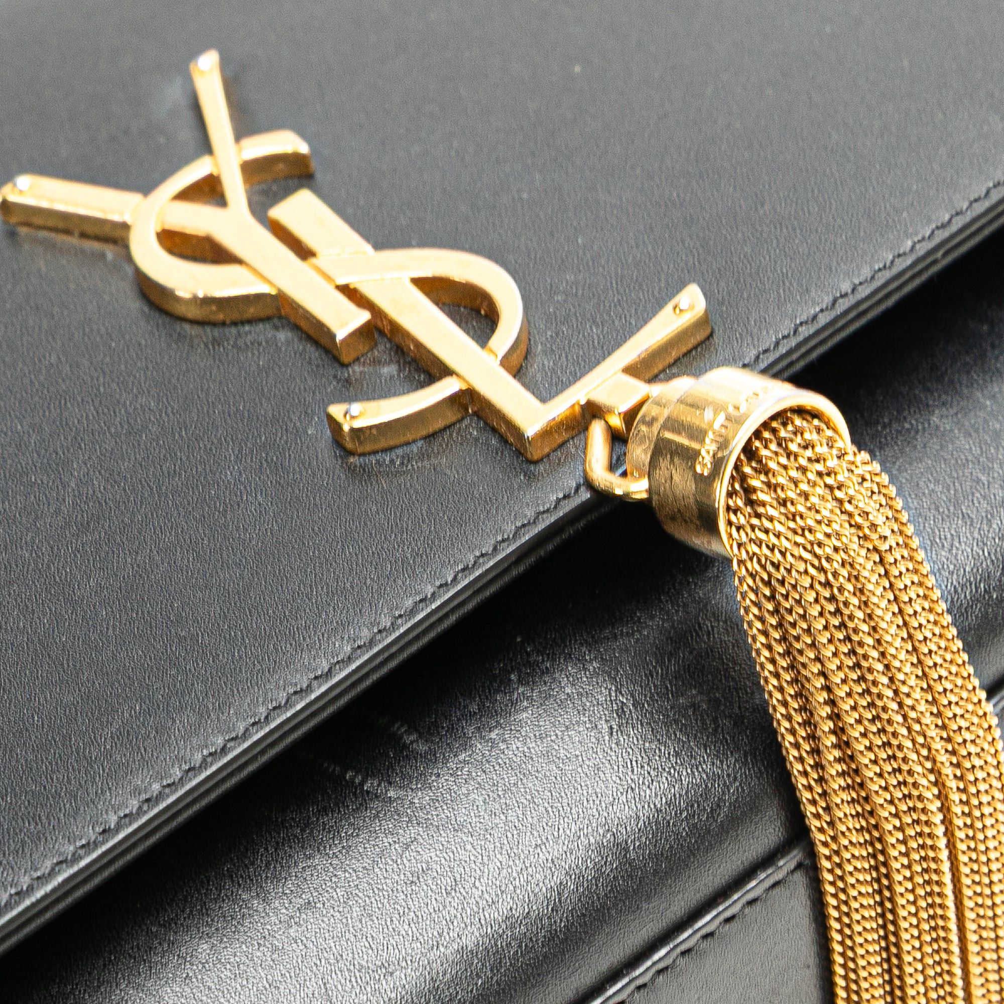 Saint Laurent Paris Saint Laurent Medium Smooth Calfskin Classic Monogram Kate Tassel Crossbody Black Size ONE SIZE - 10 Thumbnail