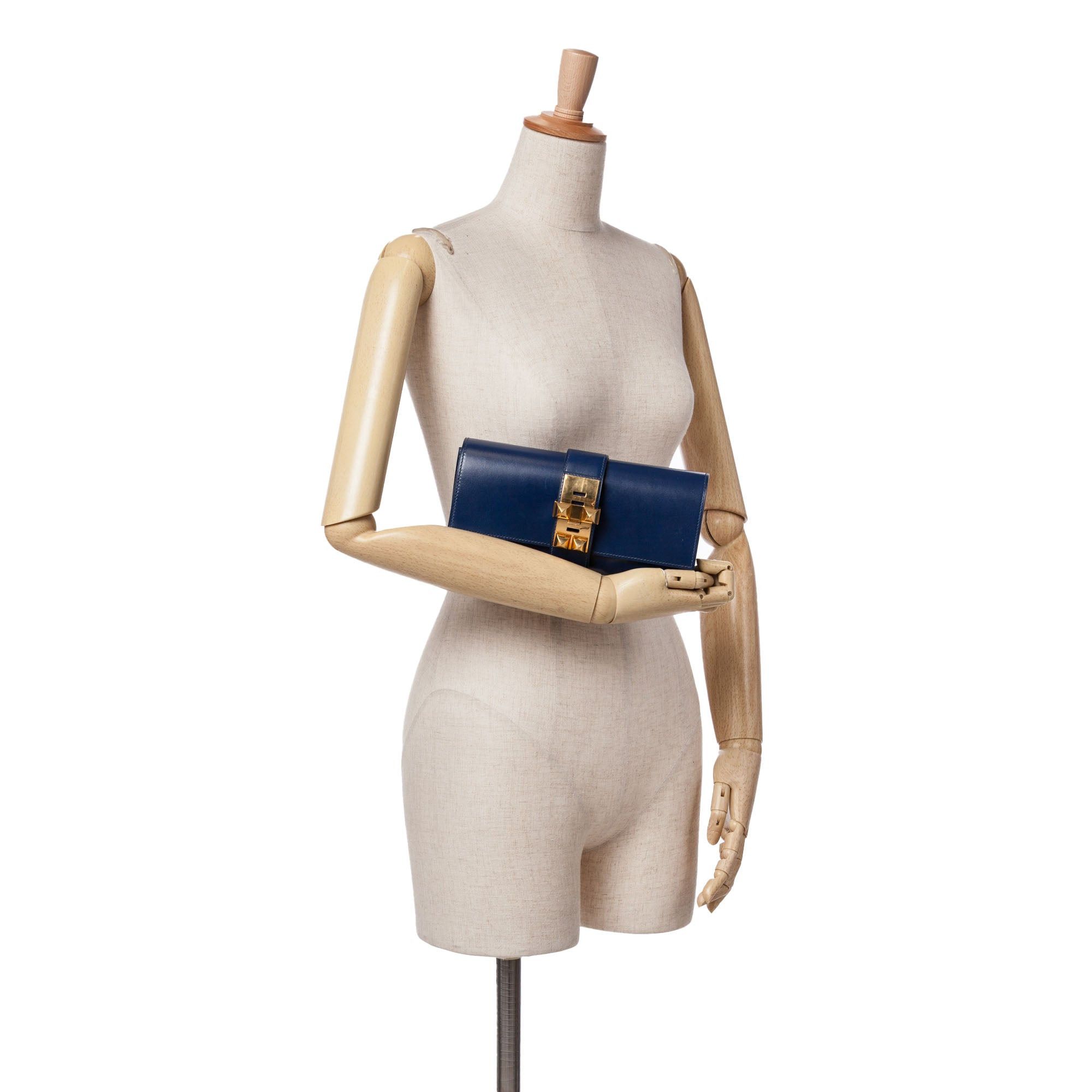 Hermes Hermès Tadelakt Medor Clutch 23 Blue Size ONE SIZE - 10 Thumbnail
