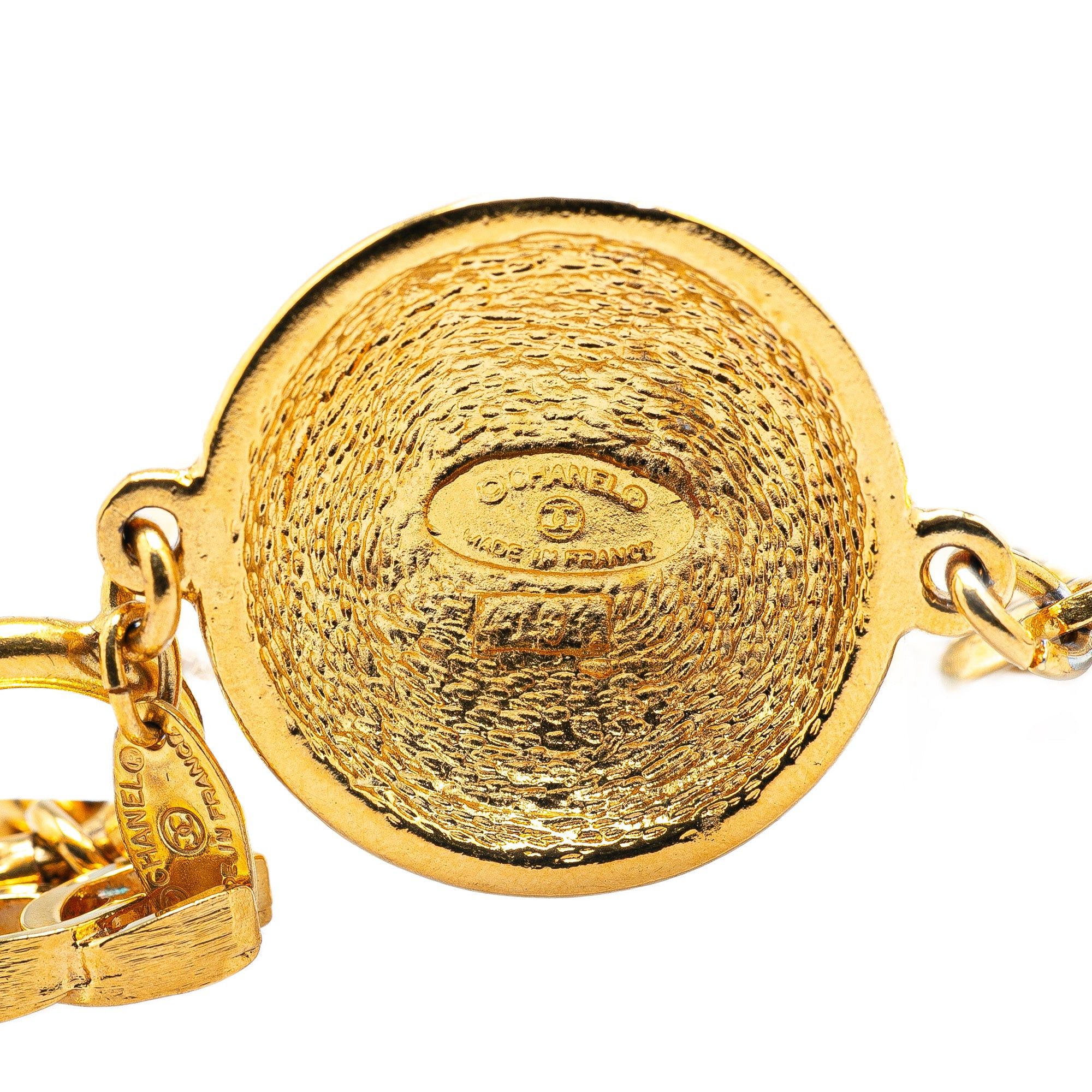 Chanel Chanel Gold Plated CC Quilted Medallion Bracelet Gold Size ONE SIZE - 4 Thumbnail