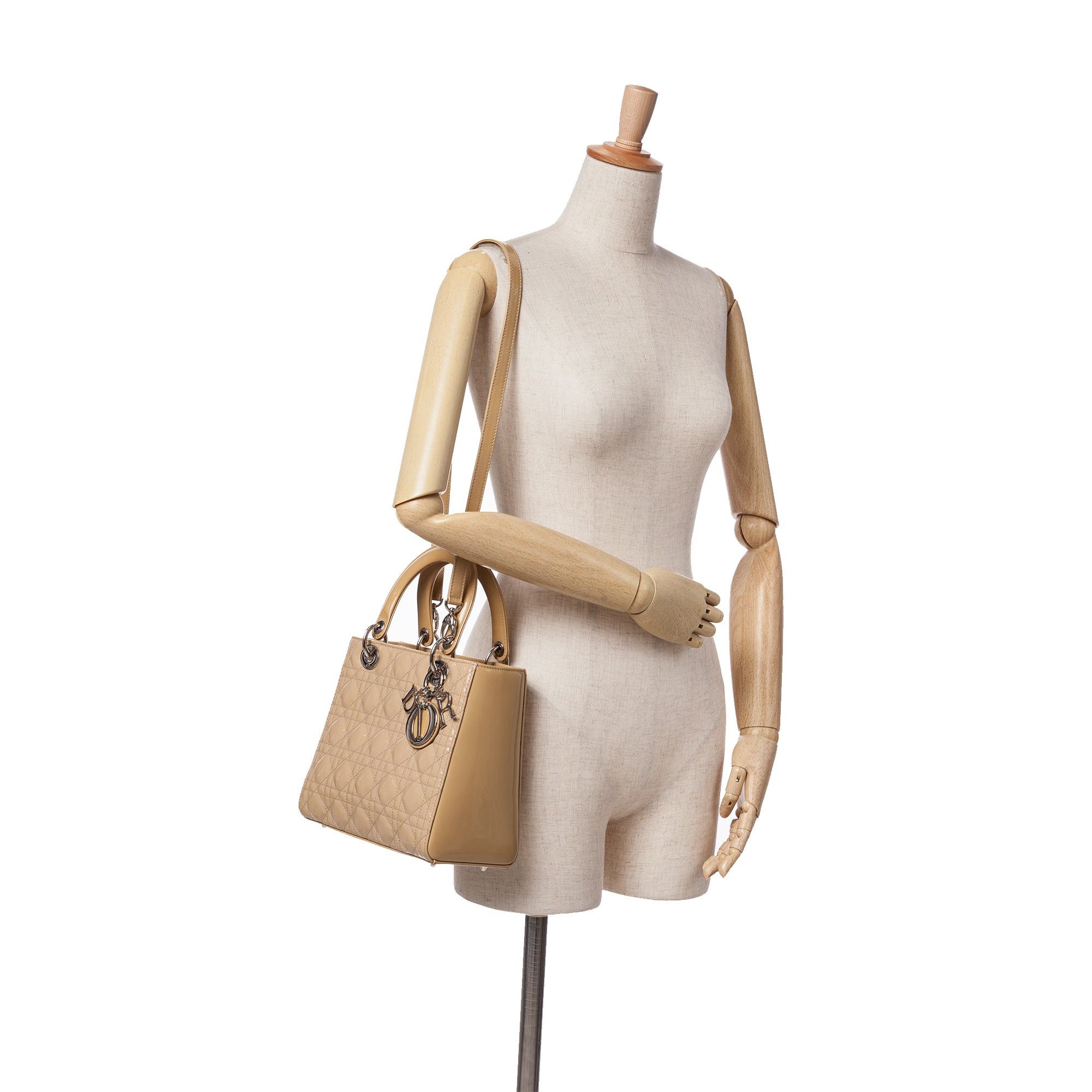 Dior Dior Medium Patent Cannage Lady Dior Brown Size ONE SIZE - 9 Thumbnail